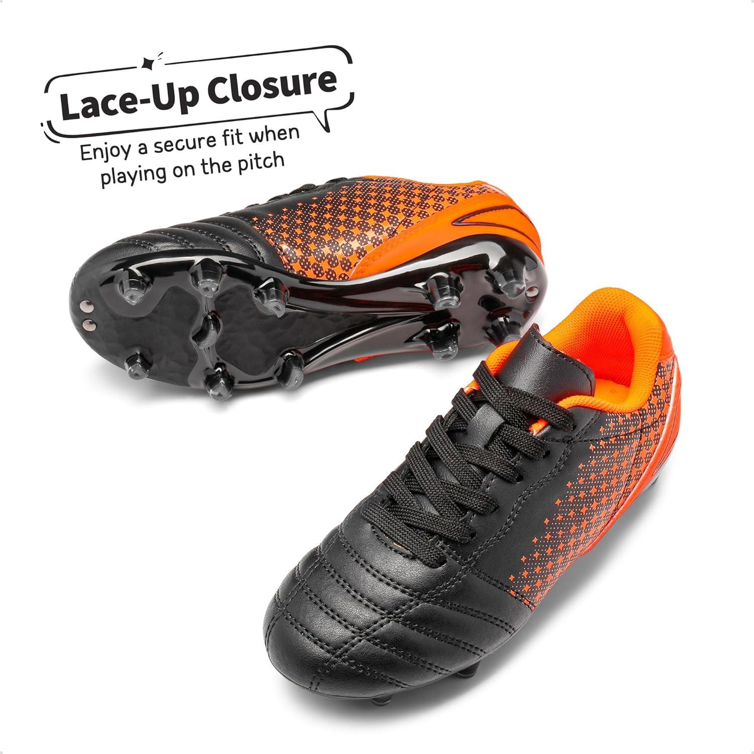 imageDREAM PAIRS Boys Girls Outdoor Sport Football Shoes Soccer Cleats for LittleBig KidBlackOrange