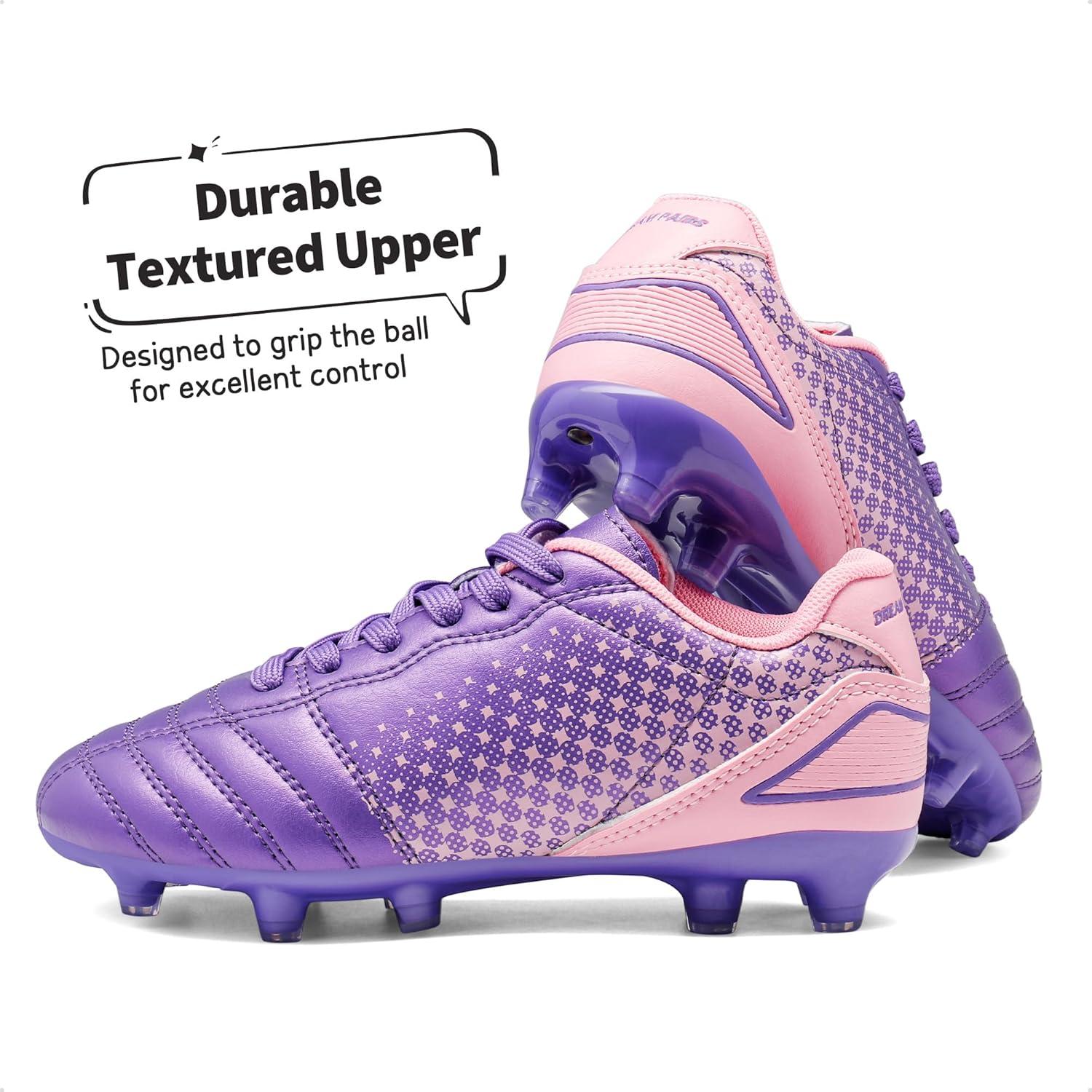 imageDREAM PAIRS Boys Girls Outdoor Sport Football Shoes Soccer Cleats for LittleBig KidLightPurplePink