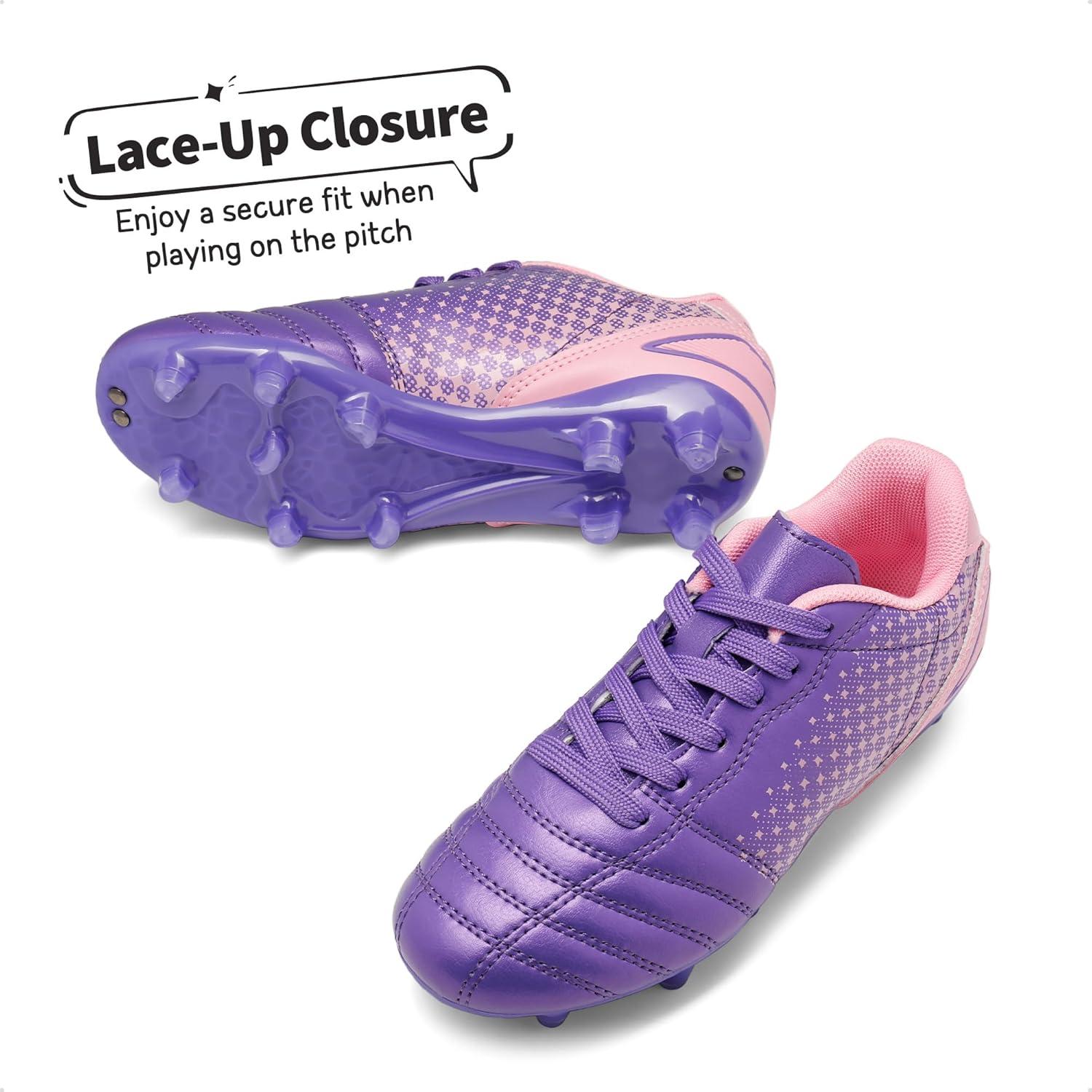 imageDREAM PAIRS Boys Girls Outdoor Sport Football Shoes Soccer Cleats for LittleBig KidLightPurplePink