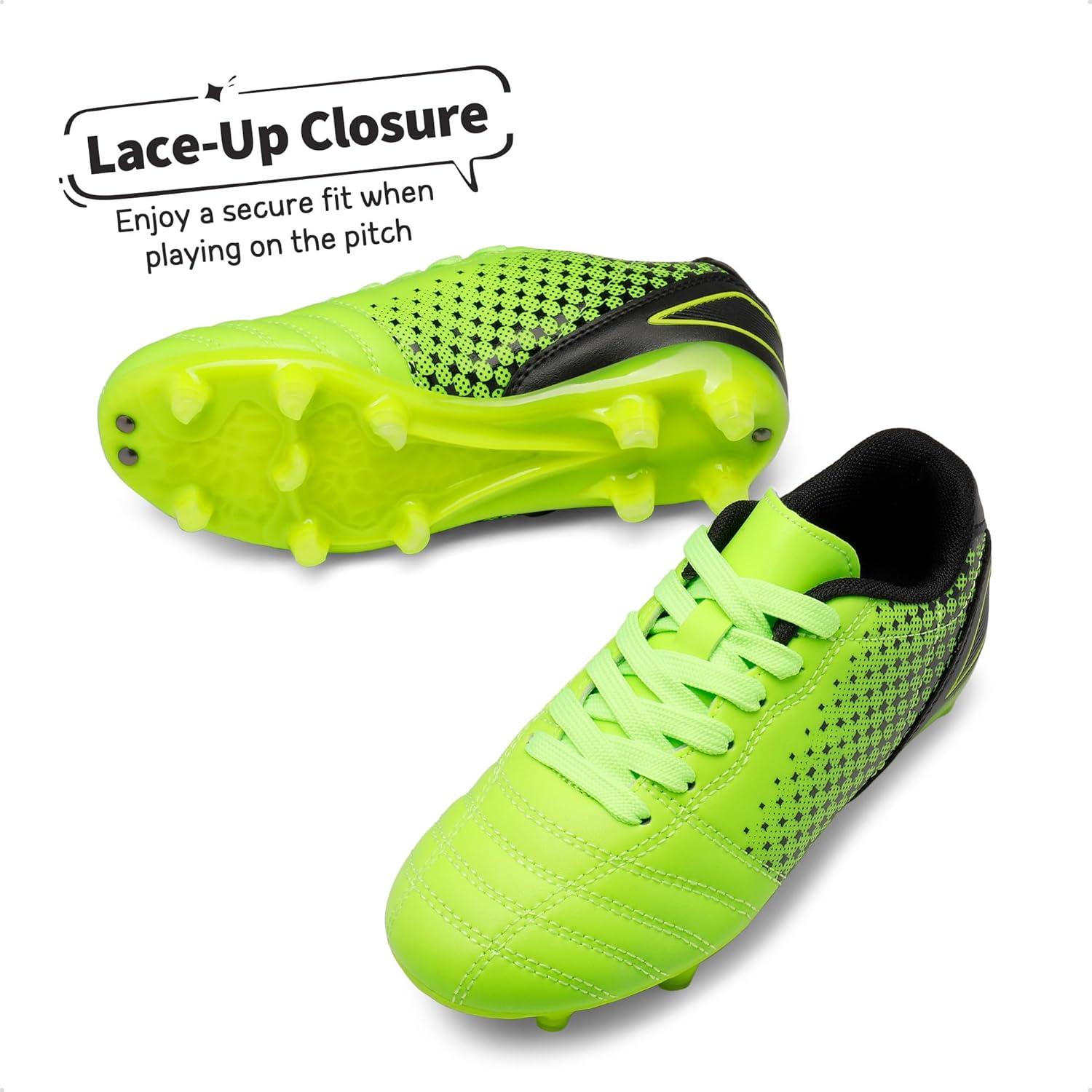 imageDREAM PAIRS Boys Girls Outdoor Sport Football Shoes Soccer Cleats for LittleBig KidNeonGreenBlack