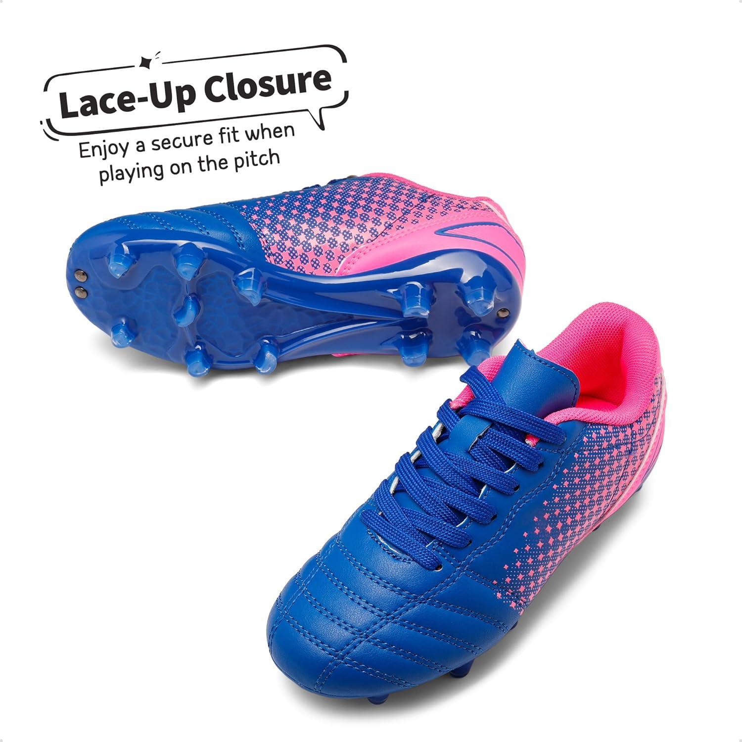 imageDREAM PAIRS Boys Girls Outdoor Sport Football Shoes Soccer Cleats for LittleBig KidRoyalBlueFuchsia