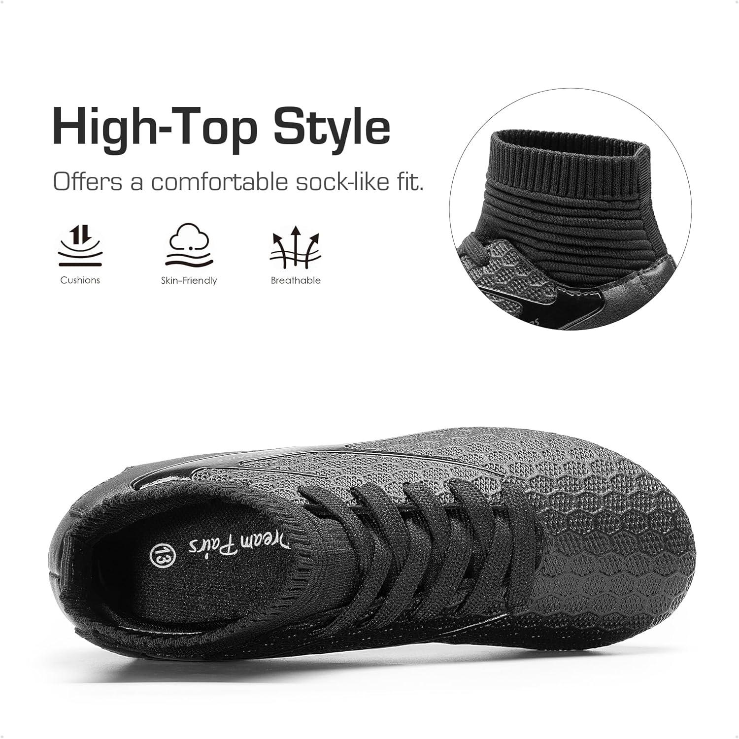 imageDREAM PAIRS Boys Girls Soccer Cleats Youth Firm Groud Outdoor Sport Athletic High Top Football Shoes for LittleBig KidBlack Monochrome