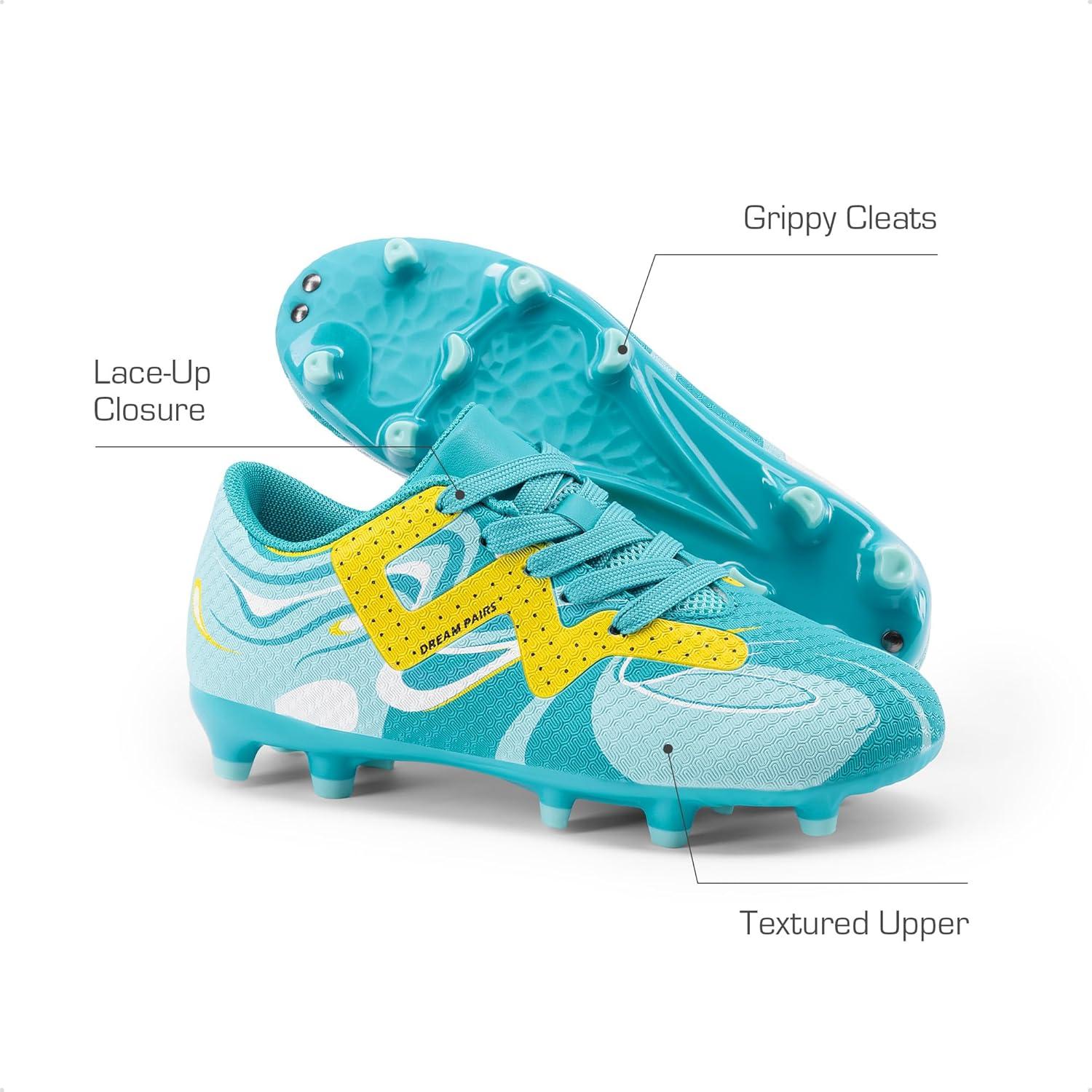 imageDREAM PAIRS Boys Girls Soccer Cleats Youth Firm Groud Sport Football Cleats with Soccer Socks for LittleBig KidToddlerMint Green