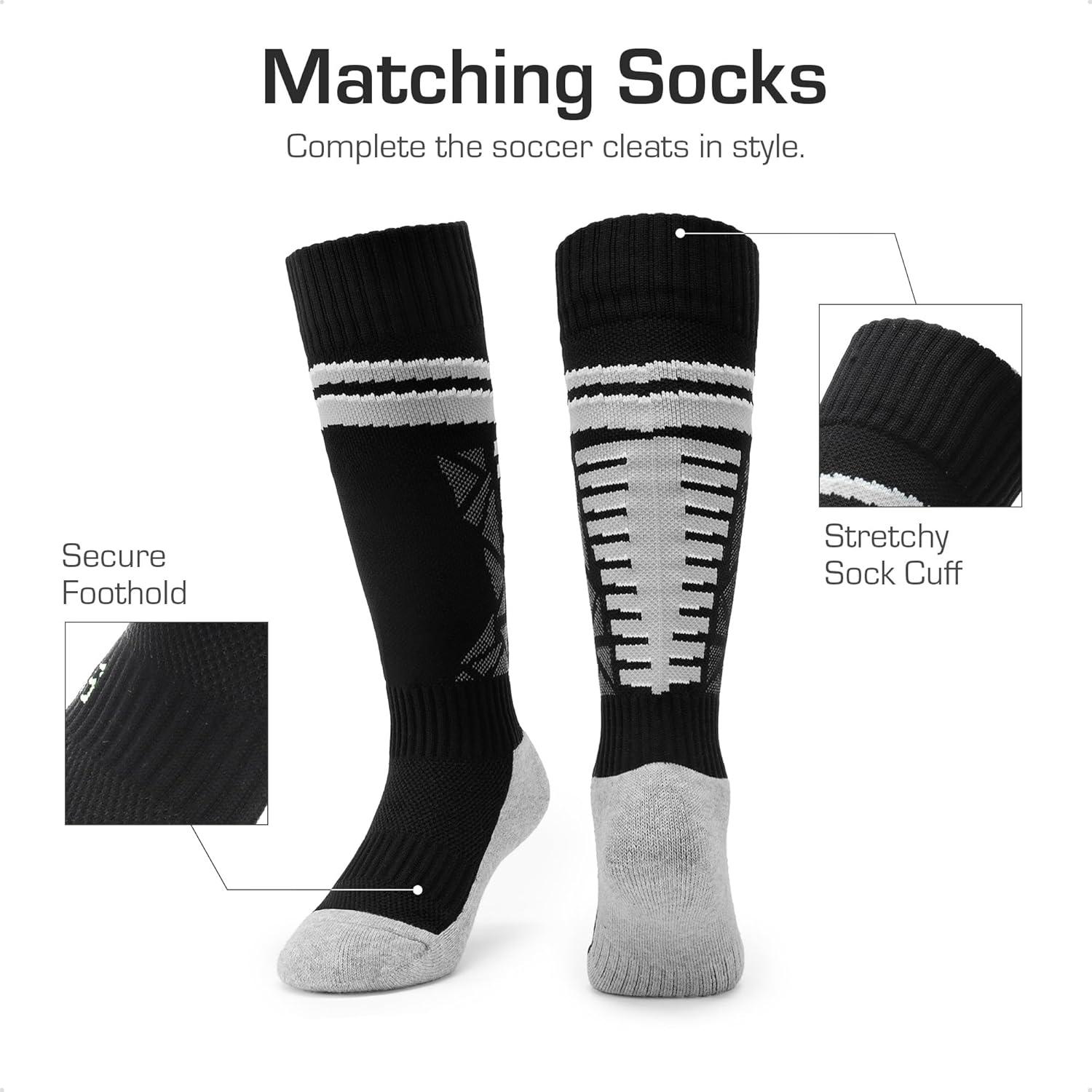 imageDREAM PAIRS Boys Girls Soccer Cleats Youth Firm Groud Sport Football Cleats with Soccer Socks for LittleBig KidToddlerRedBlack