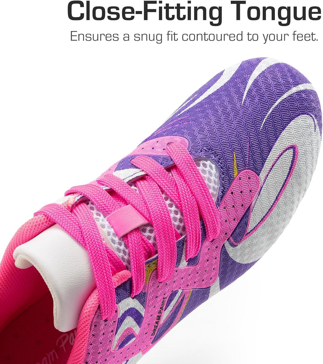 imageDREAM PAIRS Boys Girls Soccer Cleats Youth Firm Groud Sport Football Cleats with Soccer Socks for LittleBig KidToddlerWhitePurple