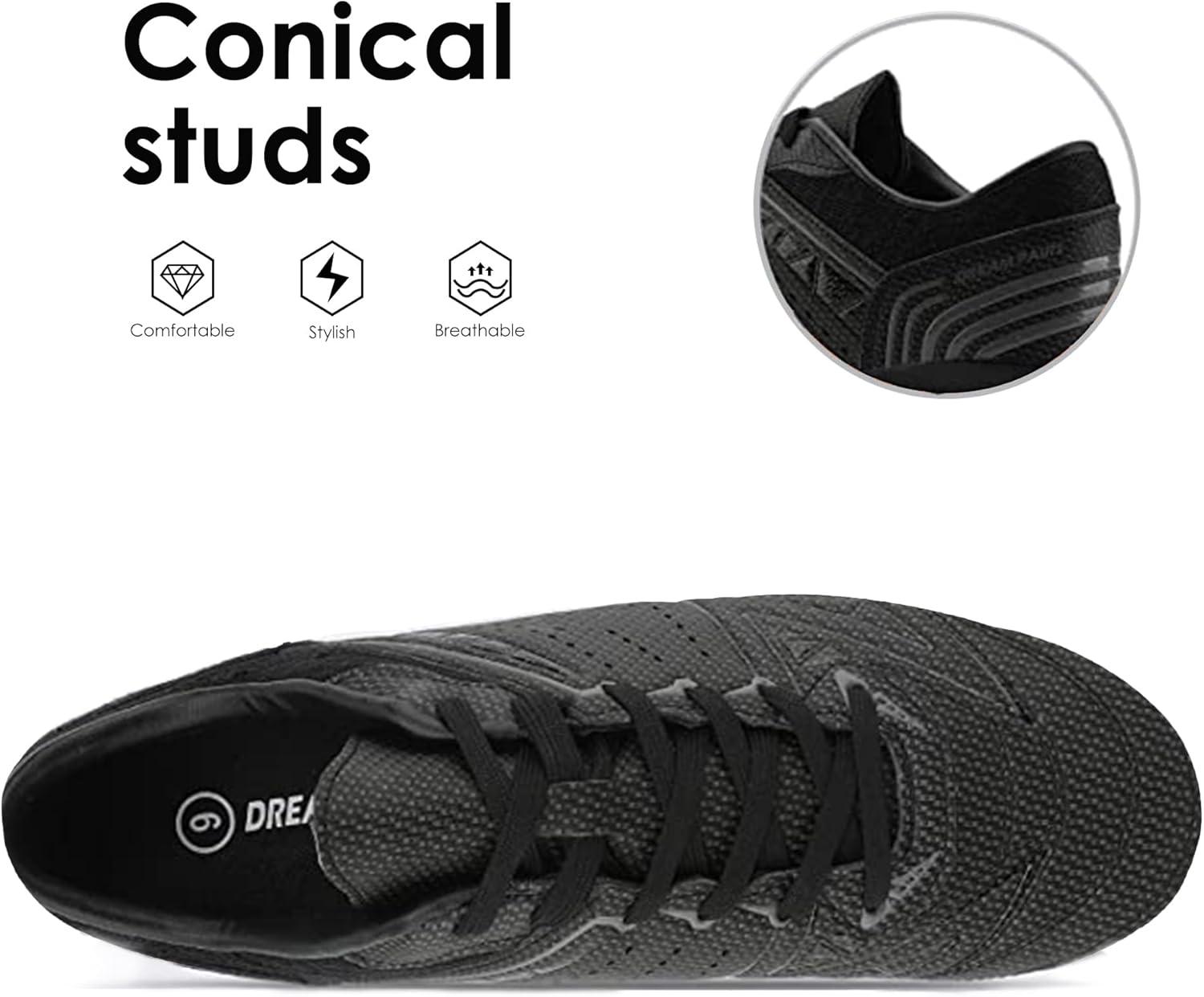 imageDREAM PAIRS Mens Sport Flexible Athletic Lace Up Light Weight Outdoor Cleats Football Soccer ShoesBlackDarkGrey