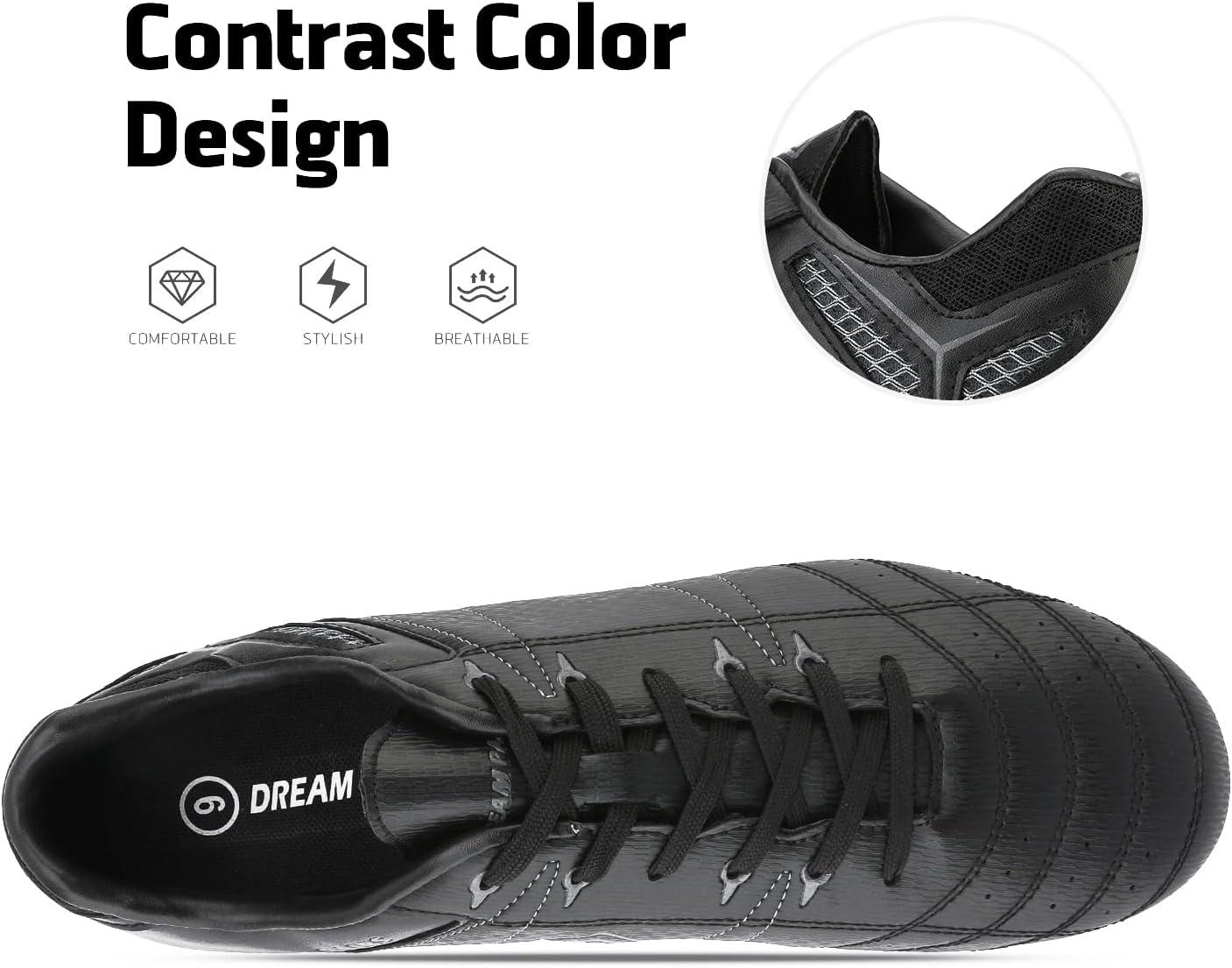 imageDREAM PAIRS Mens Sport Flexible Athletic Lace Up Light Weight Outdoor Cleats Football Soccer ShoesBlackGrey