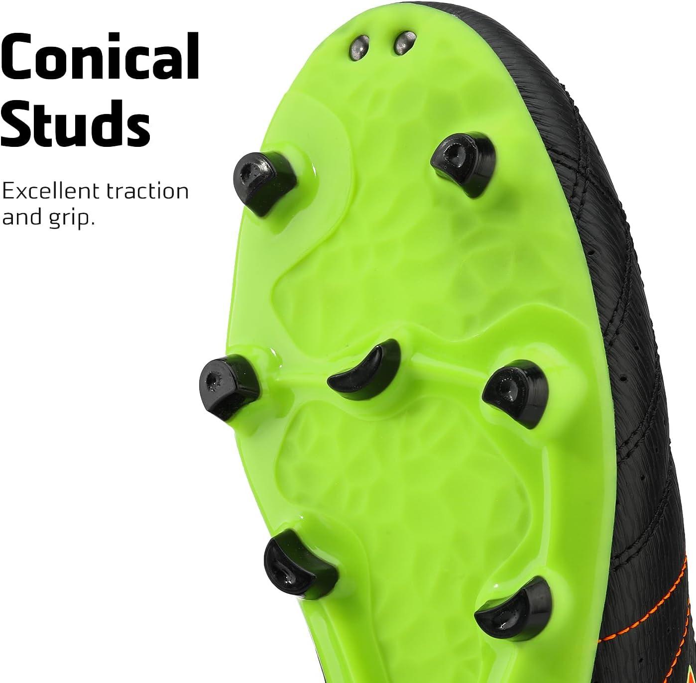imageDREAM PAIRS Mens Sport Flexible Athletic Lace Up Light Weight Outdoor Cleats Football Soccer ShoesBlackLemonGreenRed