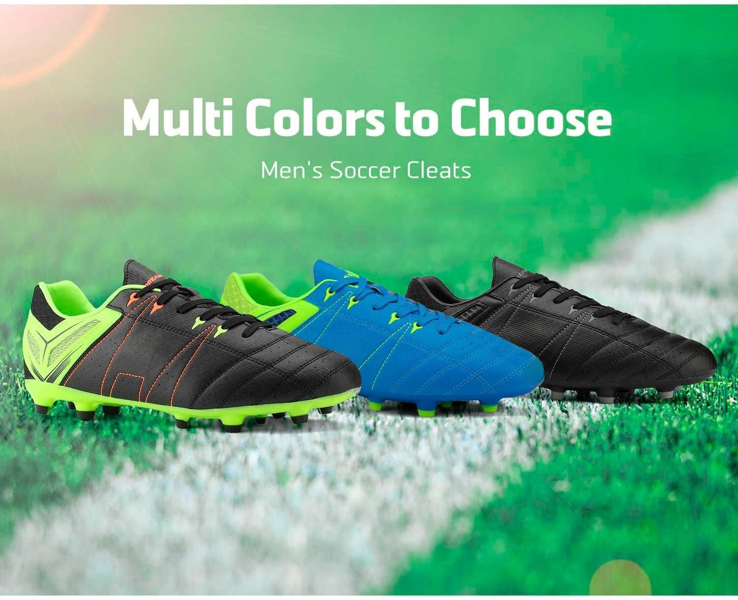 imageDREAM PAIRS Mens Sport Flexible Athletic Lace Up Light Weight Outdoor Cleats Football Soccer ShoesBlackLemonGreenRed