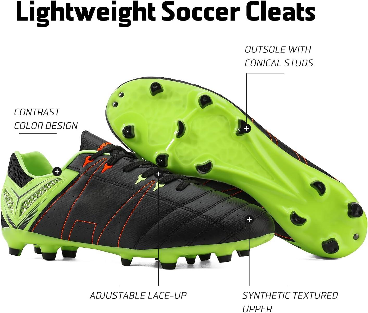 imageDREAM PAIRS Mens Sport Flexible Athletic Lace Up Light Weight Outdoor Cleats Football Soccer ShoesBlackLemonGreenRed