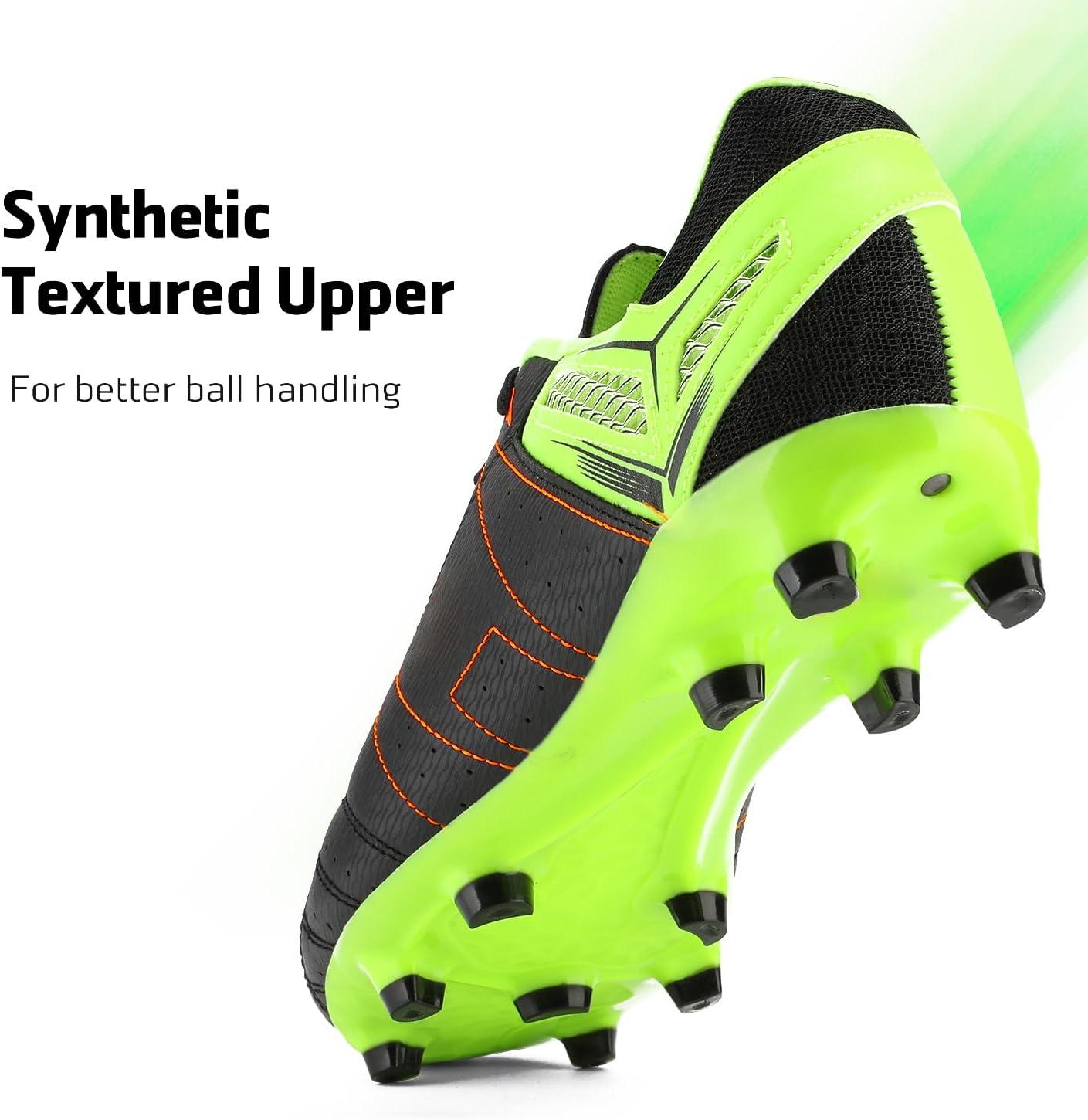 imageDREAM PAIRS Mens Sport Flexible Athletic Lace Up Light Weight Outdoor Cleats Football Soccer ShoesBlackLemonGreenRed
