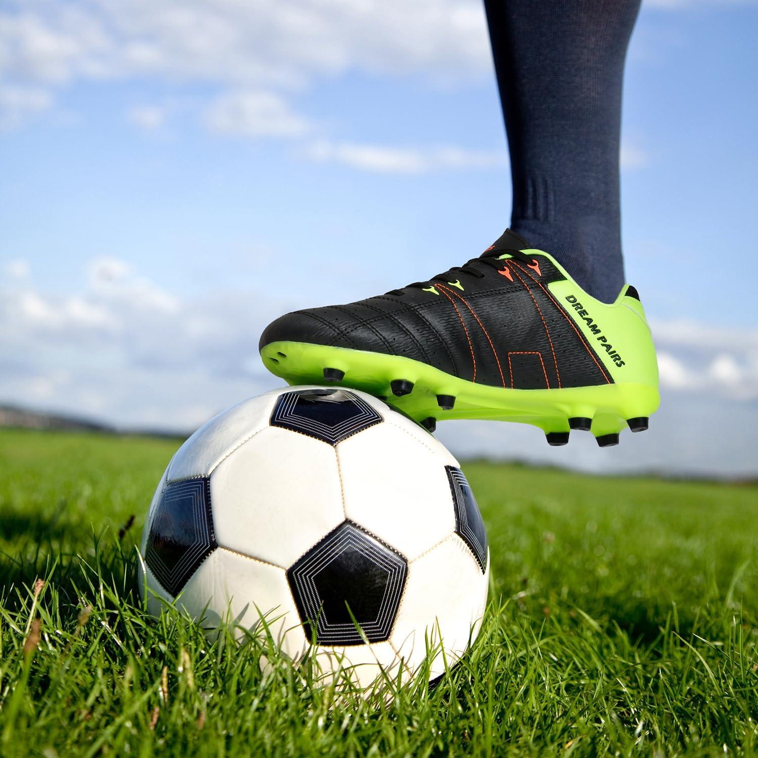 imageDREAM PAIRS Mens Sport Flexible Athletic Lace Up Light Weight Outdoor Cleats Football Soccer ShoesBlackLemonGreenRed