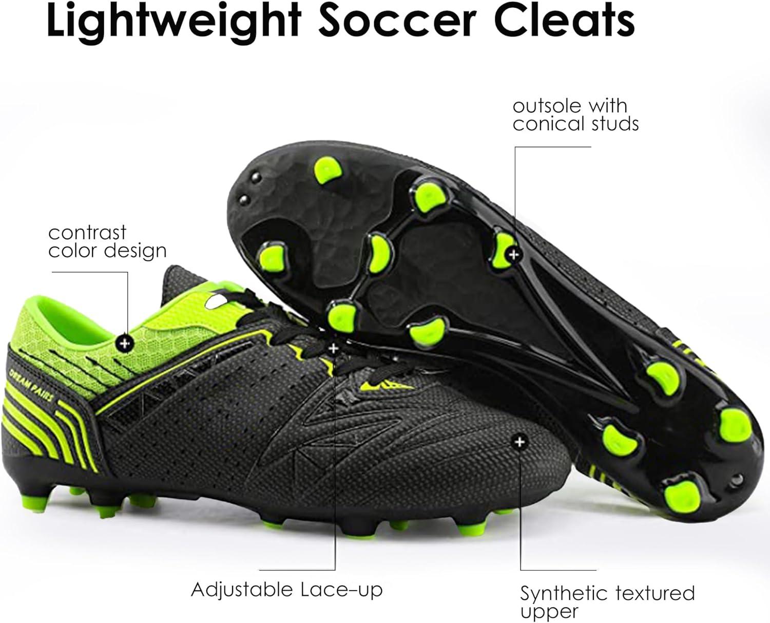 imageDREAM PAIRS Mens Sport Flexible Athletic Lace Up Light Weight Outdoor Cleats Football Soccer ShoesBlackNeonGreen