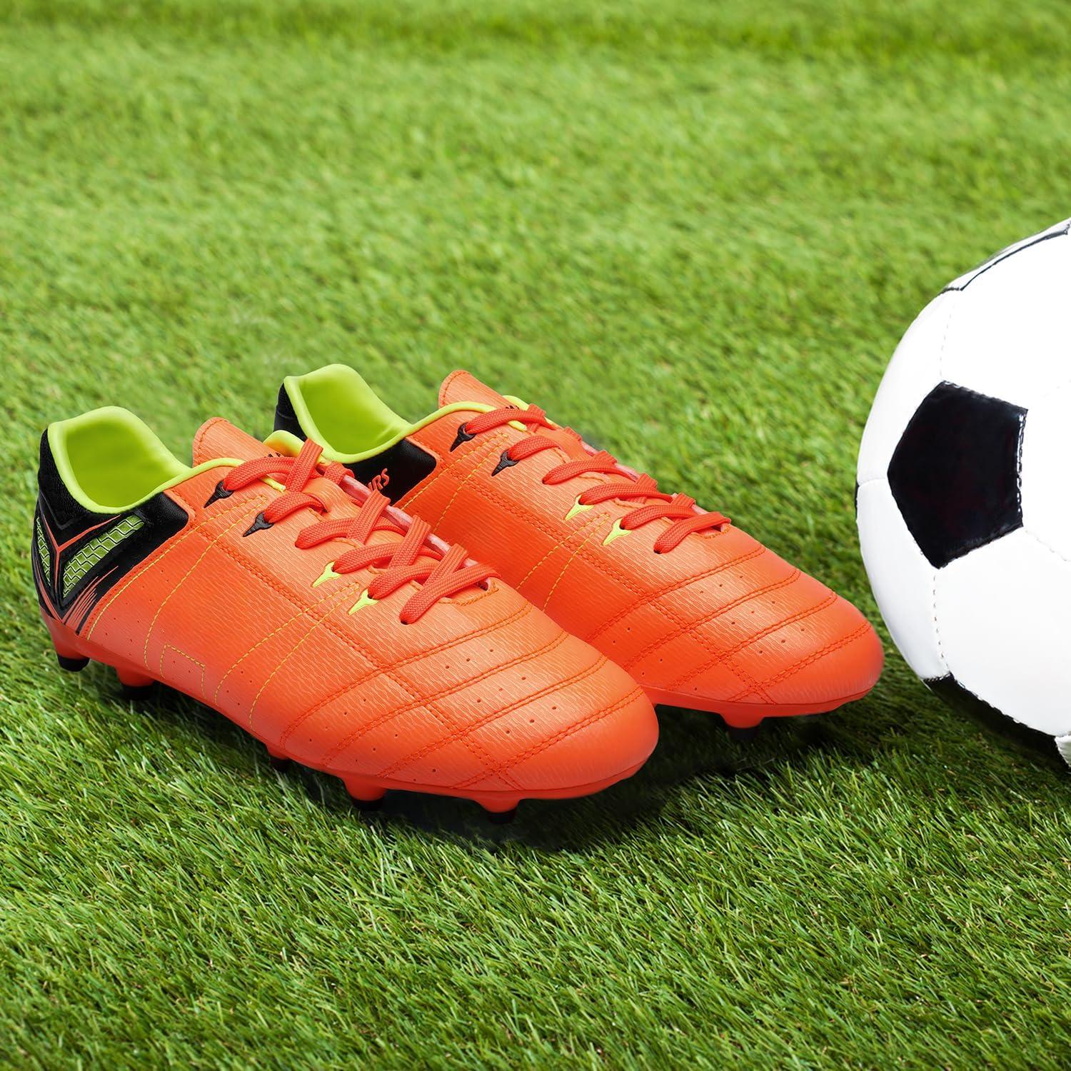 imageDREAM PAIRS Mens Sport Flexible Athletic Lace Up Light Weight Outdoor Cleats Football Soccer ShoesOrangeBlackLemonGreen