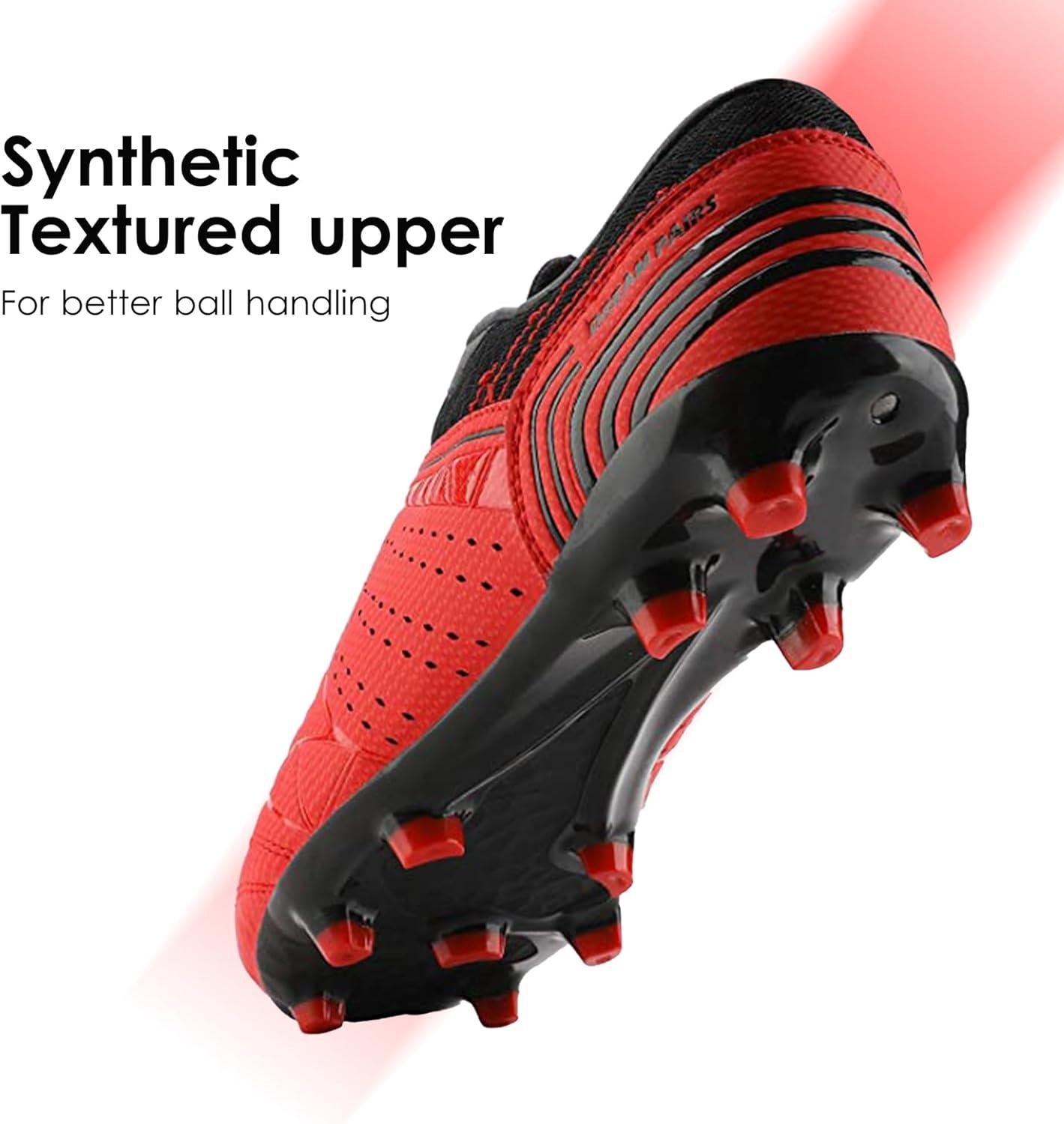 imageDREAM PAIRS Mens Sport Flexible Athletic Lace Up Light Weight Outdoor Cleats Football Soccer ShoesRedBlack
