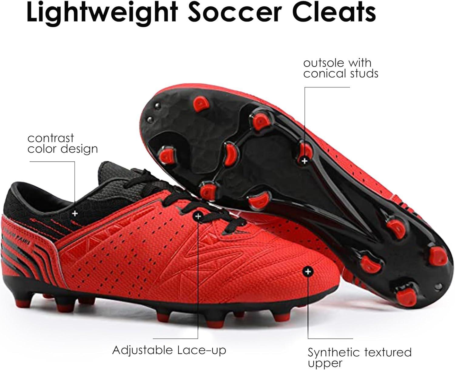 imageDREAM PAIRS Mens Sport Flexible Athletic Lace Up Light Weight Outdoor Cleats Football Soccer ShoesRedBlack