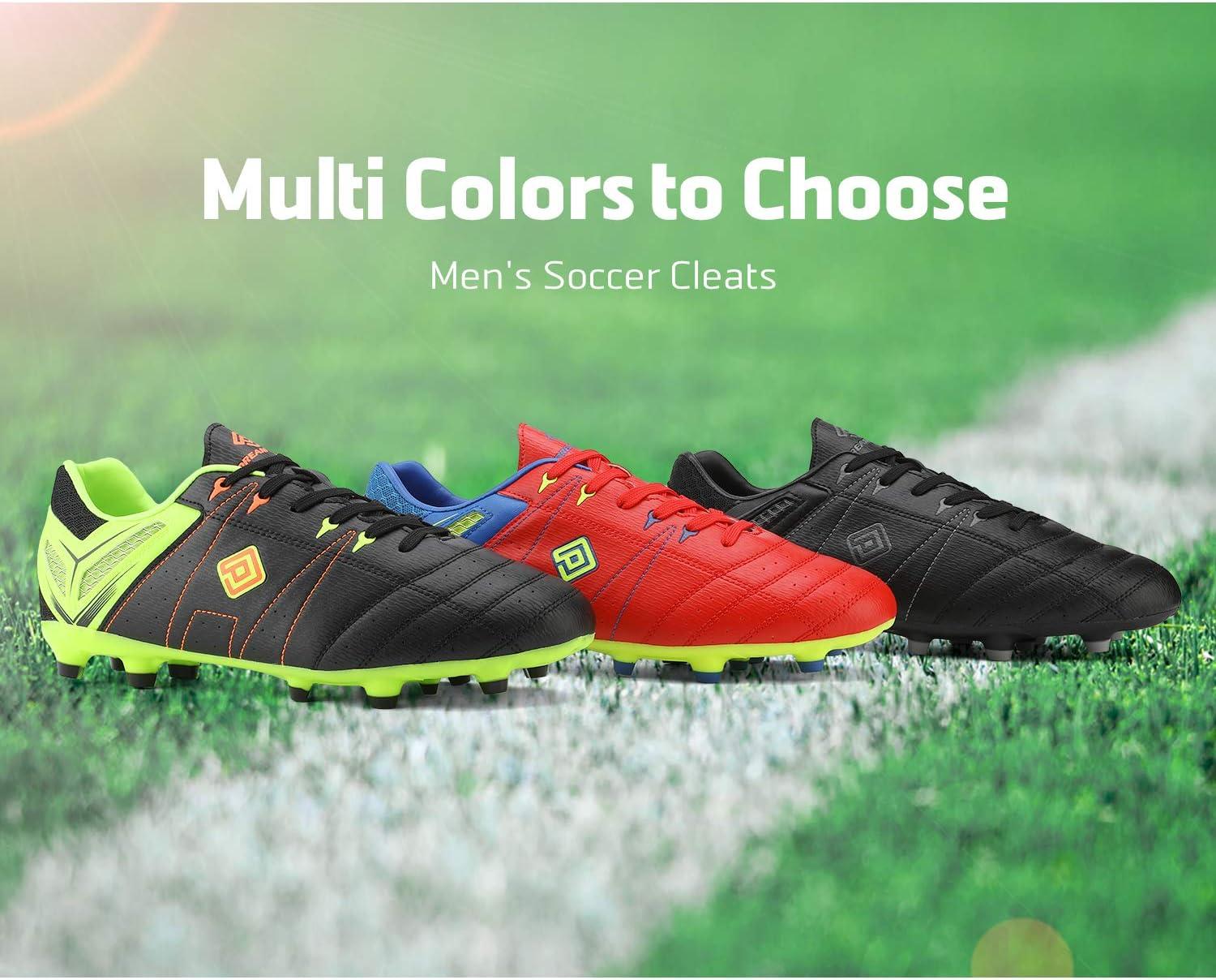 imageDREAM PAIRS Mens Sport Flexible Athletic Lace Up Light Weight Outdoor Cleats Football Soccer ShoesRedRoyalLemonGreen