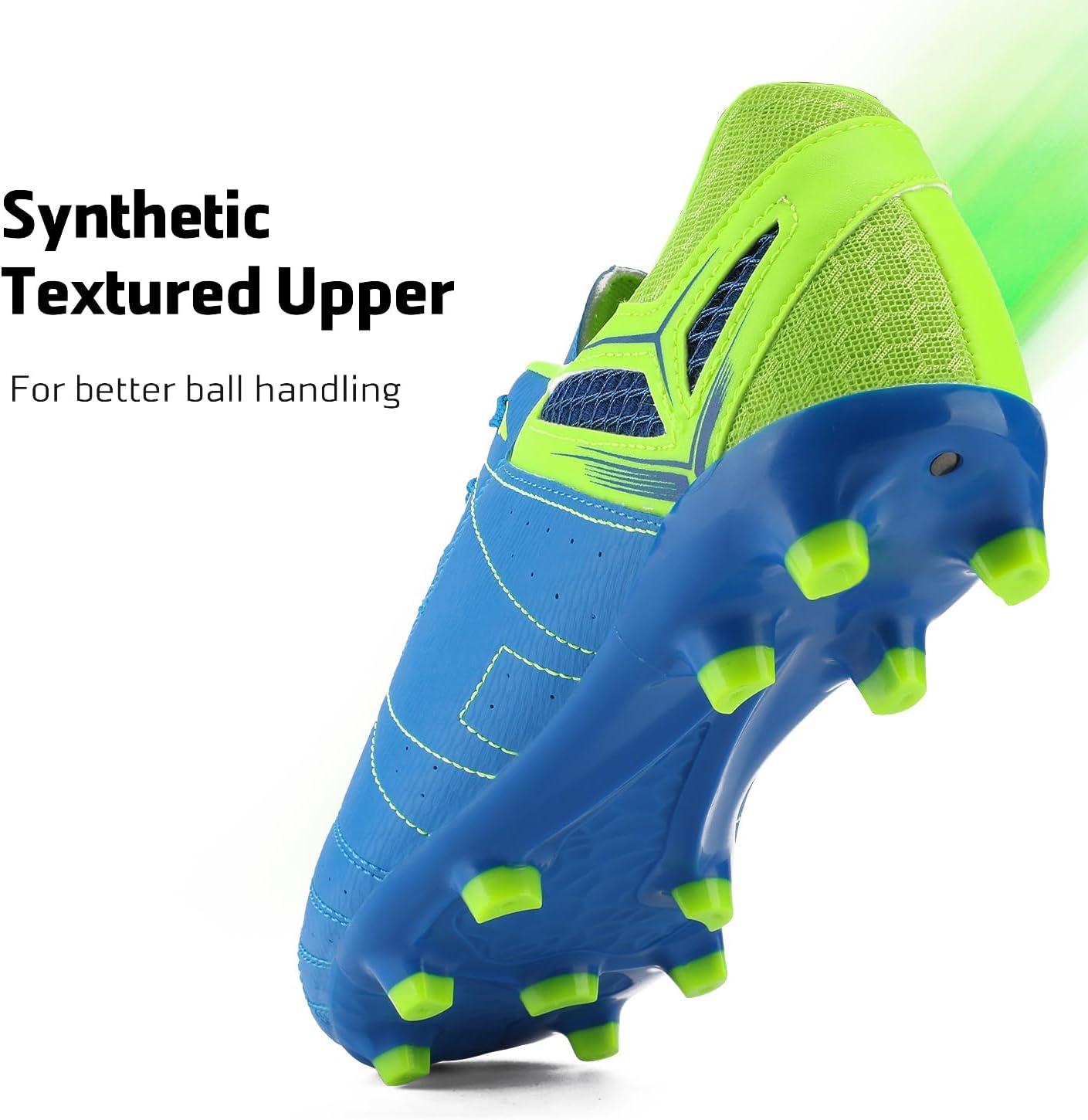 imageDREAM PAIRS Mens Sport Flexible Athletic Lace Up Light Weight Outdoor Cleats Football Soccer ShoesRoyalLemonGreen