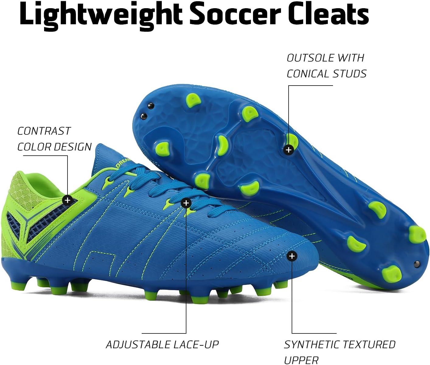 imageDREAM PAIRS Mens Sport Flexible Athletic Lace Up Light Weight Outdoor Cleats Football Soccer ShoesRoyalLemonGreen