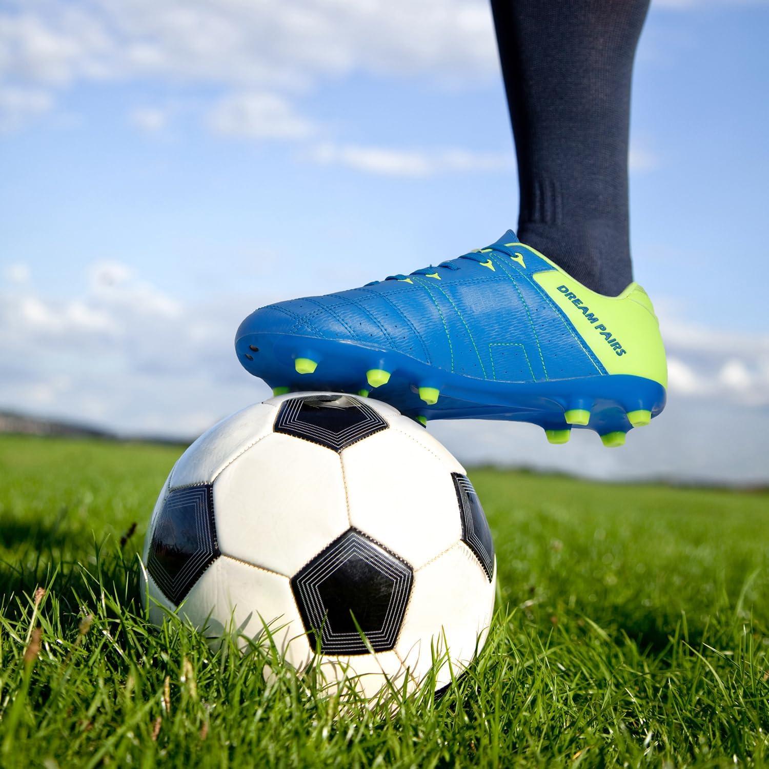 imageDREAM PAIRS Mens Sport Flexible Athletic Lace Up Light Weight Outdoor Cleats Football Soccer ShoesRoyalLemonGreen