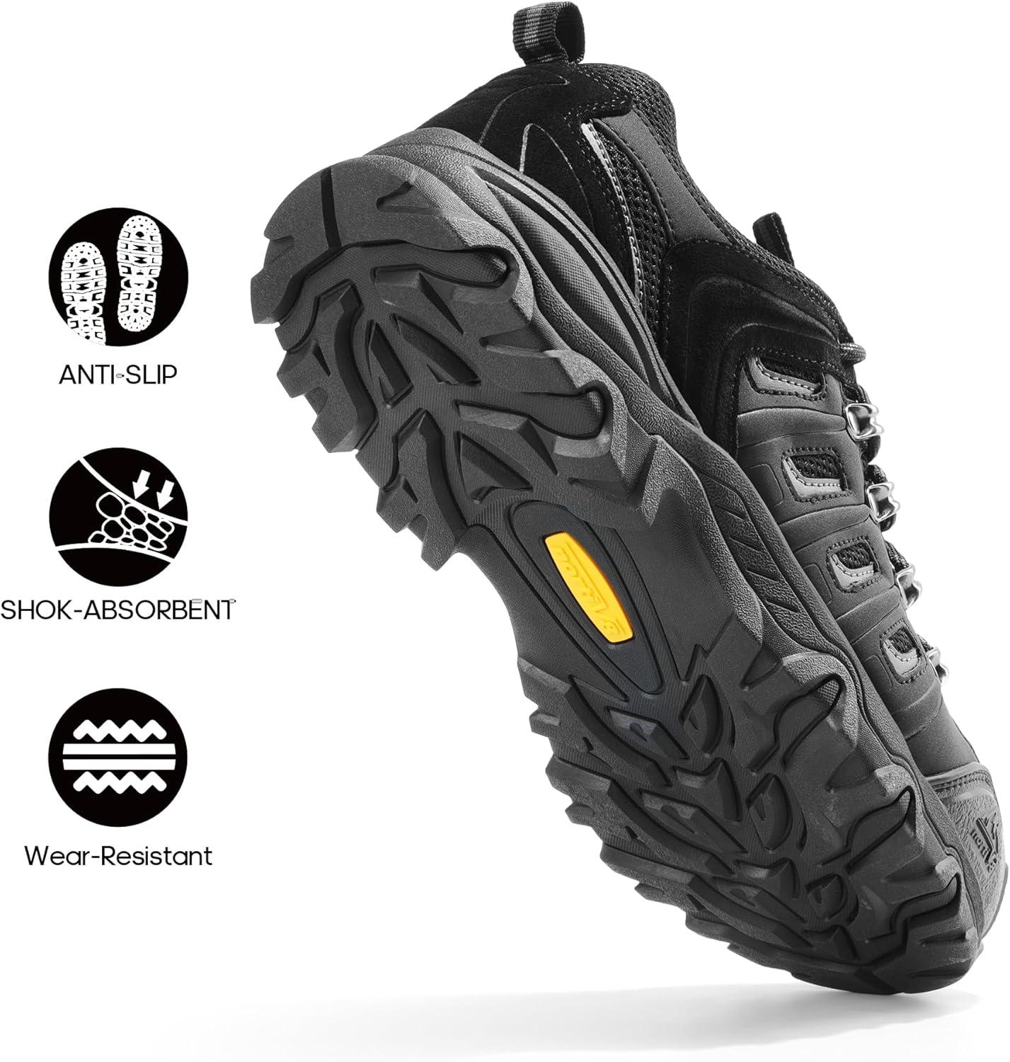 imageNORTIV 8 Mens Waterproof Hiking Shoes Leather LowTop Hiking Shoes for Outdoor Trailing Trekking Camping WalkingBlackGreypu