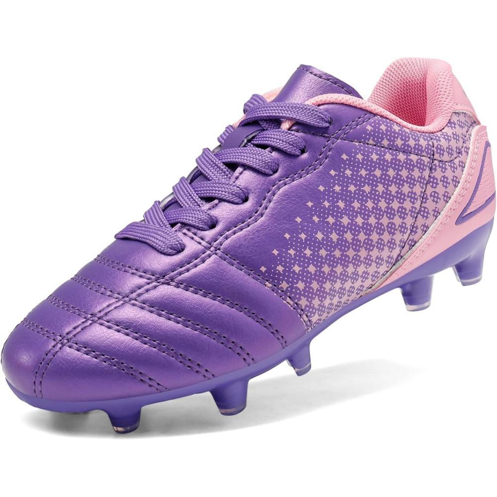 imageDREAM PAIRS Boys Girls Outdoor Sport Football Shoes Soccer Cleats for LittleBig KidLightPurplePink