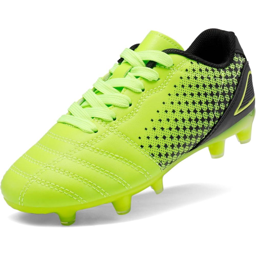 imageDREAM PAIRS Boys Girls Outdoor Sport Football Shoes Soccer Cleats for LittleBig KidNeonGreenBlack