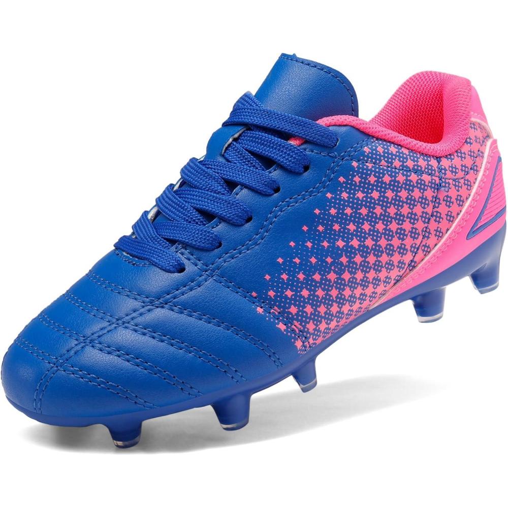 imageDREAM PAIRS Boys Girls Outdoor Sport Football Shoes Soccer Cleats for LittleBig KidRoyalBlueFuchsia