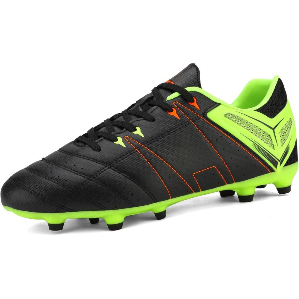 imageDREAM PAIRS Mens Sport Flexible Athletic Lace Up Light Weight Outdoor Cleats Football Soccer ShoesBlackLemonGreenRed