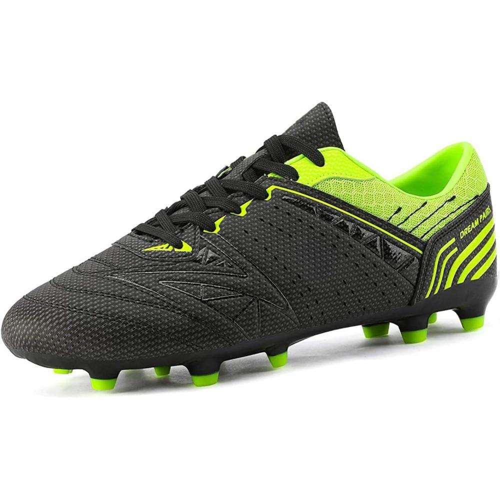 imageDREAM PAIRS Mens Sport Flexible Athletic Lace Up Light Weight Outdoor Cleats Football Soccer ShoesBlackNeonGreen