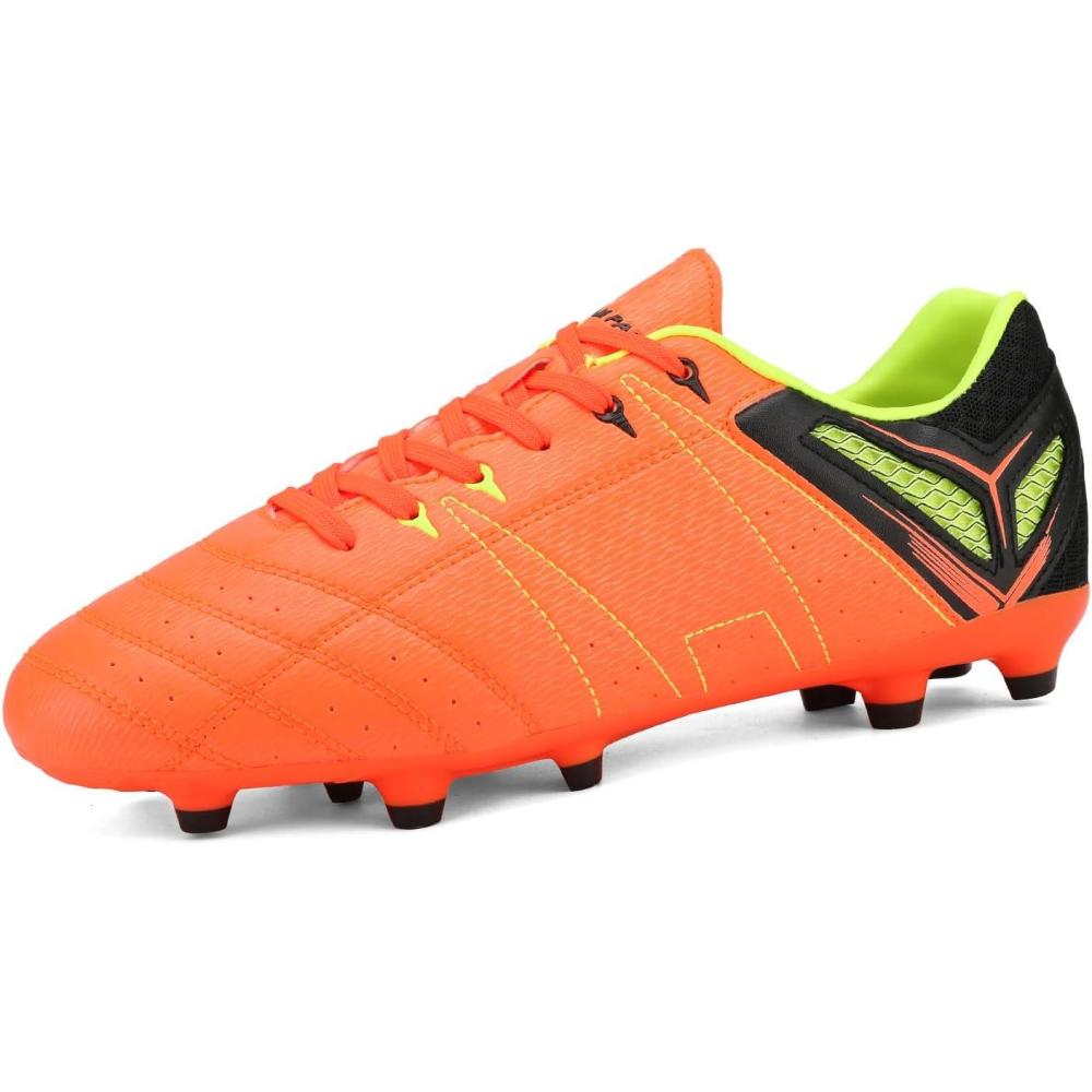imageDREAM PAIRS Mens Sport Flexible Athletic Lace Up Light Weight Outdoor Cleats Football Soccer ShoesOrangeBlackLemonGreen