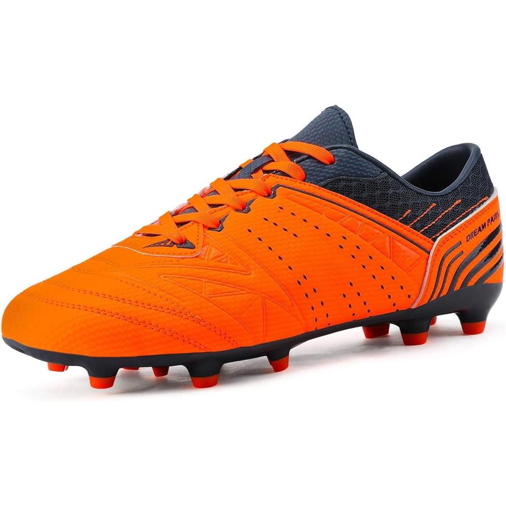 imageDREAM PAIRS Mens Sport Flexible Athletic Lace Up Light Weight Outdoor Cleats Football Soccer ShoesOrangeNavy