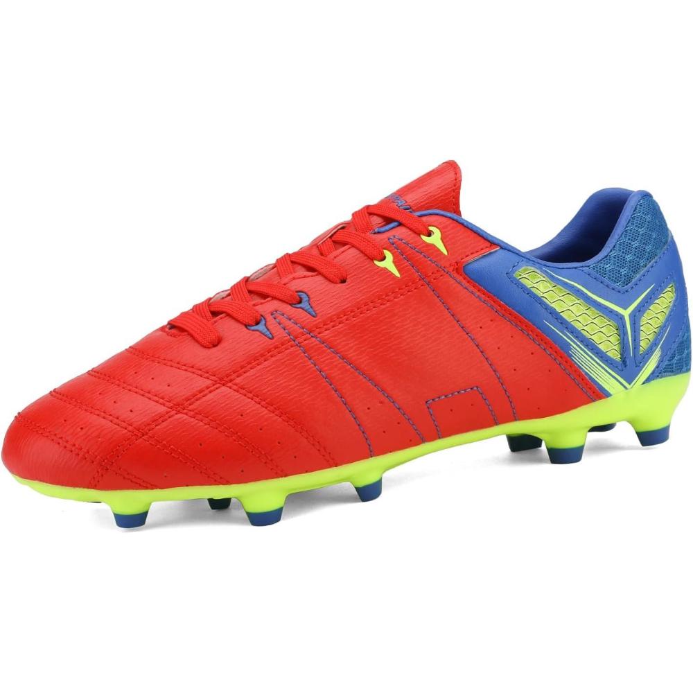 imageDREAM PAIRS Mens Sport Flexible Athletic Lace Up Light Weight Outdoor Cleats Football Soccer ShoesRedRoyalLemonGreen