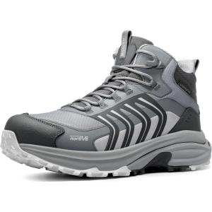 NORTIV 8 Men’s Waterproof PRO Hiking Boots Lightweight Outdoor Trekking Camping Climbing Shoes for All Day Comfort Armadillo FieldLite(Light Grey)