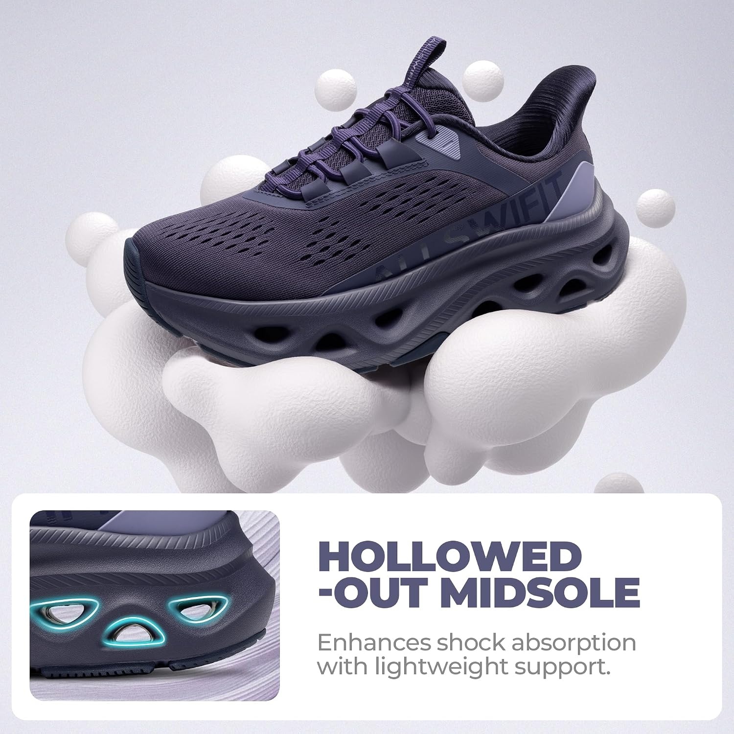 image:imageALLSWIFIT Womens Slip On Walking Shoes Cushioning Hands Free Non Slip Breathable Comfort Workout Running Jogging Gym Athletic Tennis MoveSlide Fashion SneakersDark Purple