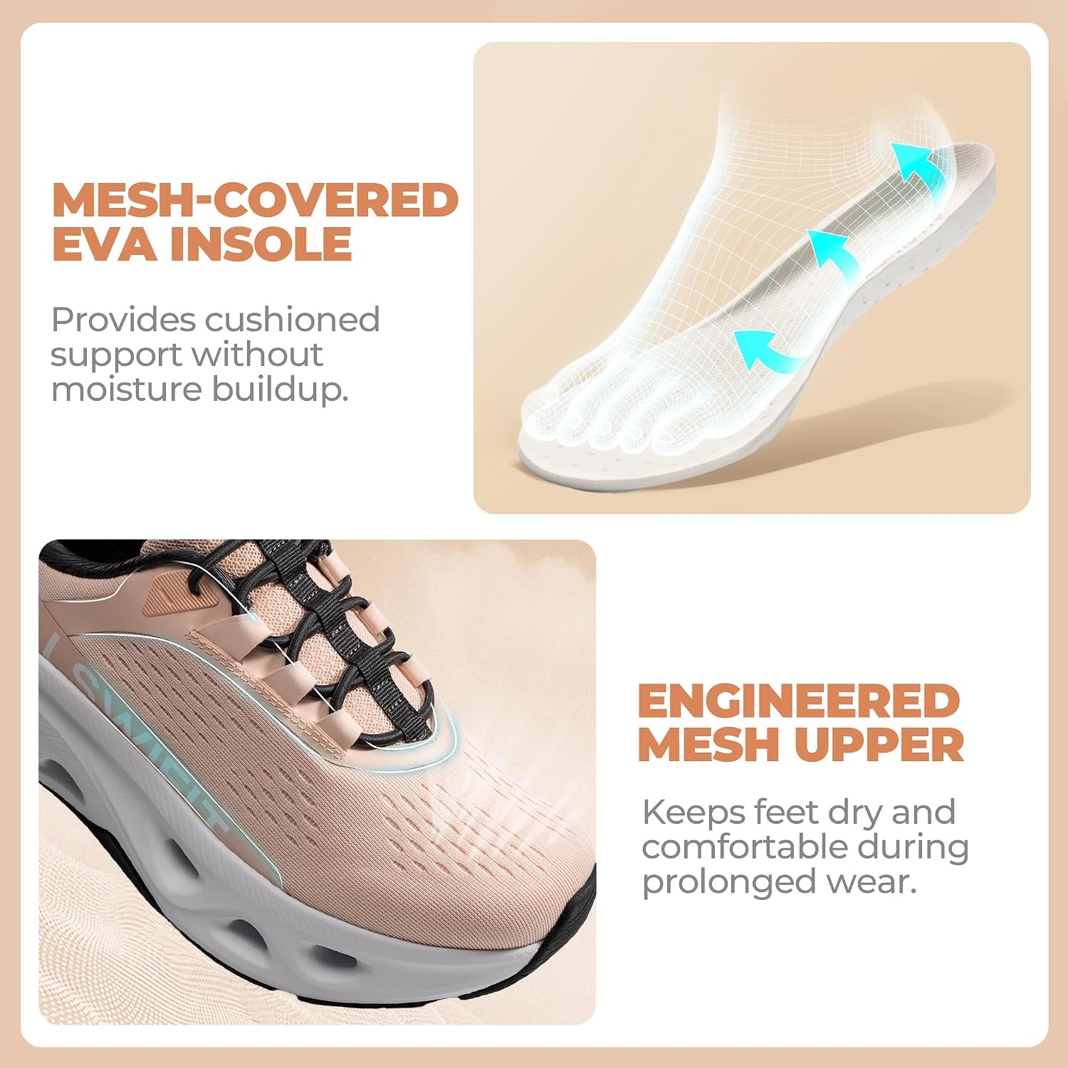 image:imageALLSWIFIT Womens Slip On Walking Shoes Cushioning Hands Free Non Slip Breathable Comfort Workout Running Jogging Gym Athletic Tennis MoveSlide Fashion SneakersPinkOrange