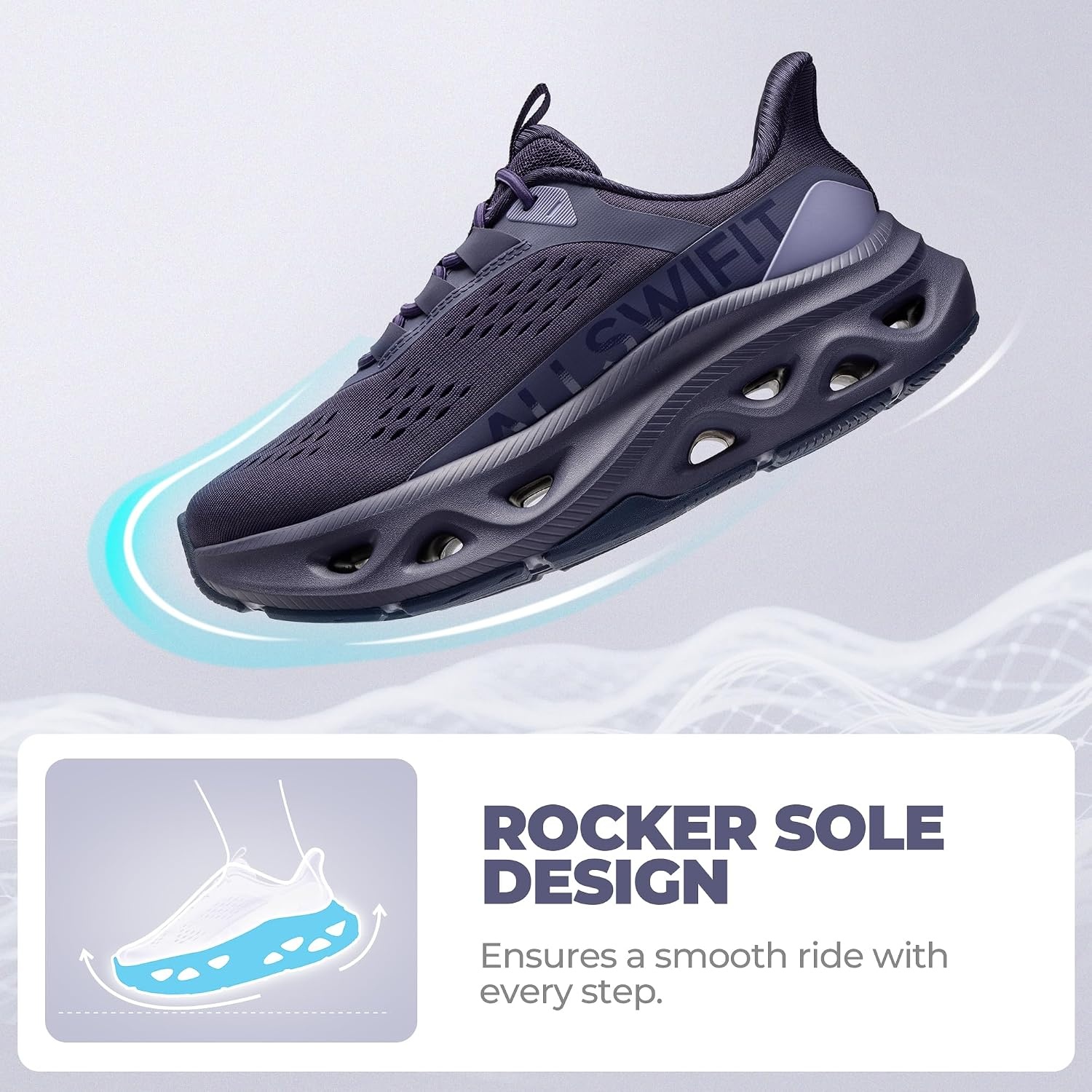 image:imageALLSWIFIT Womens Slip On Walking Shoes Cushioning Hands Free Non Slip Breathable Comfort Workout Running Jogging Gym Athletic Tennis MoveSlide Fashion SneakersDark Purple
