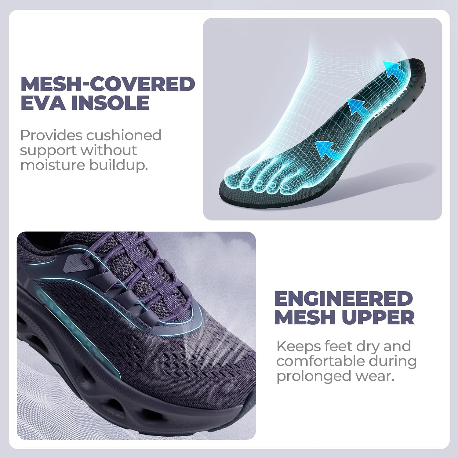 image:imageALLSWIFIT Womens Slip On Walking Shoes Cushioning Hands Free Non Slip Breathable Comfort Workout Running Jogging Gym Athletic Tennis MoveSlide Fashion SneakersDark Purple