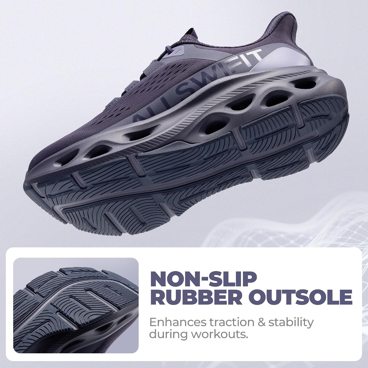 image:imageALLSWIFIT Womens Slip On Walking Shoes Cushioning Hands Free Non Slip Breathable Comfort Workout Running Jogging Gym Athletic Tennis MoveSlide Fashion SneakersDark Purple