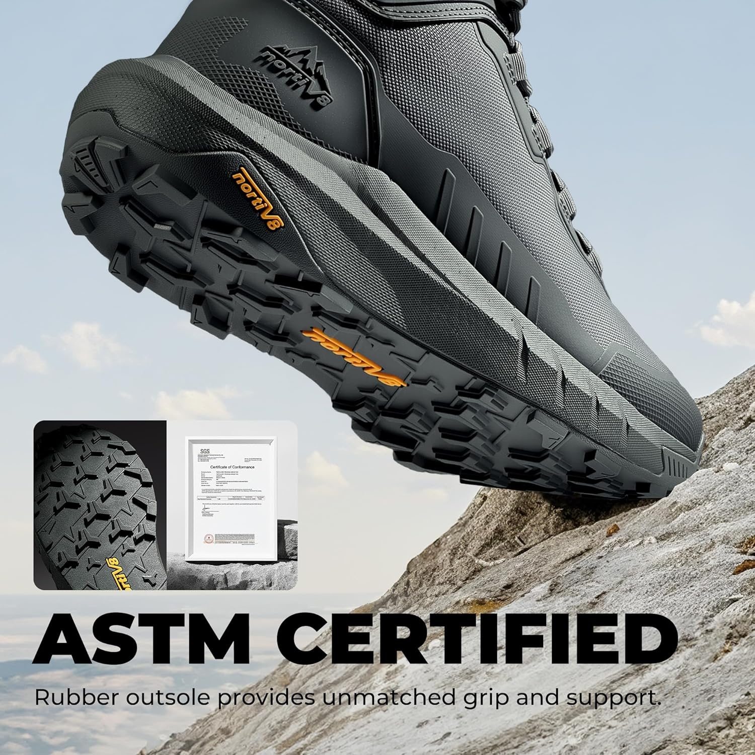 image:imageNORTIV 8 Mens Tactical Hiking Lightweight Cushion Sole for Work All Day Side Zipper Motorcycle Combat Military Boot Arch Support 8 Inches TerrascopeGrey