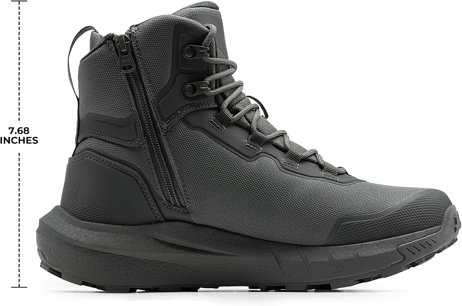 image:imageNORTIV 8 Mens Tactical Hiking Lightweight Cushion Sole for Work All Day Side Zipper Motorcycle Combat Military Boot Arch Support 8 Inches TerrascopeGrey
