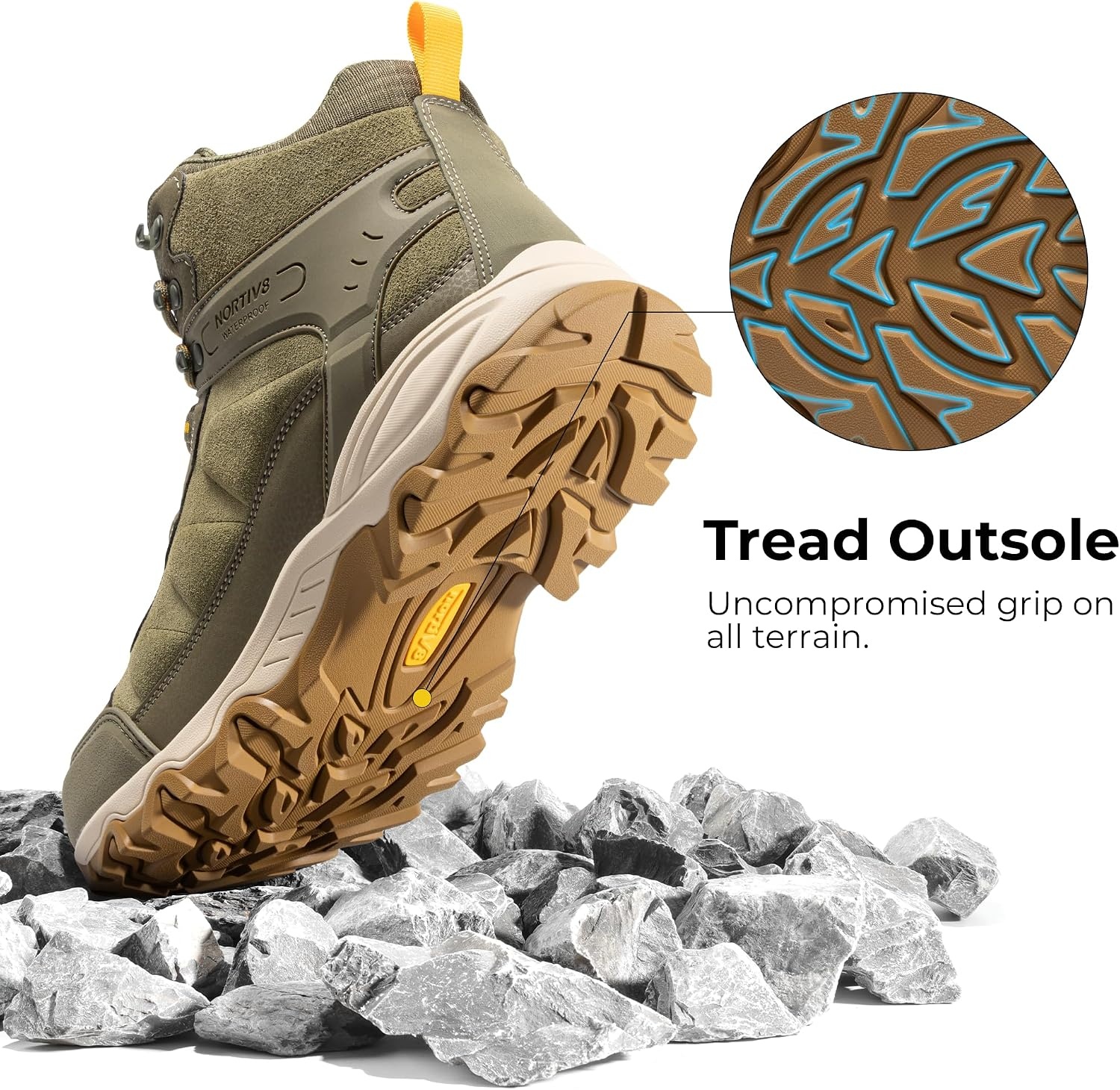 image:imageNORTIV 8 Mens Waterproof Hiking Boots Outdoor Mid Trekking Lightweight Mountaineering Shoes PaladinOlive