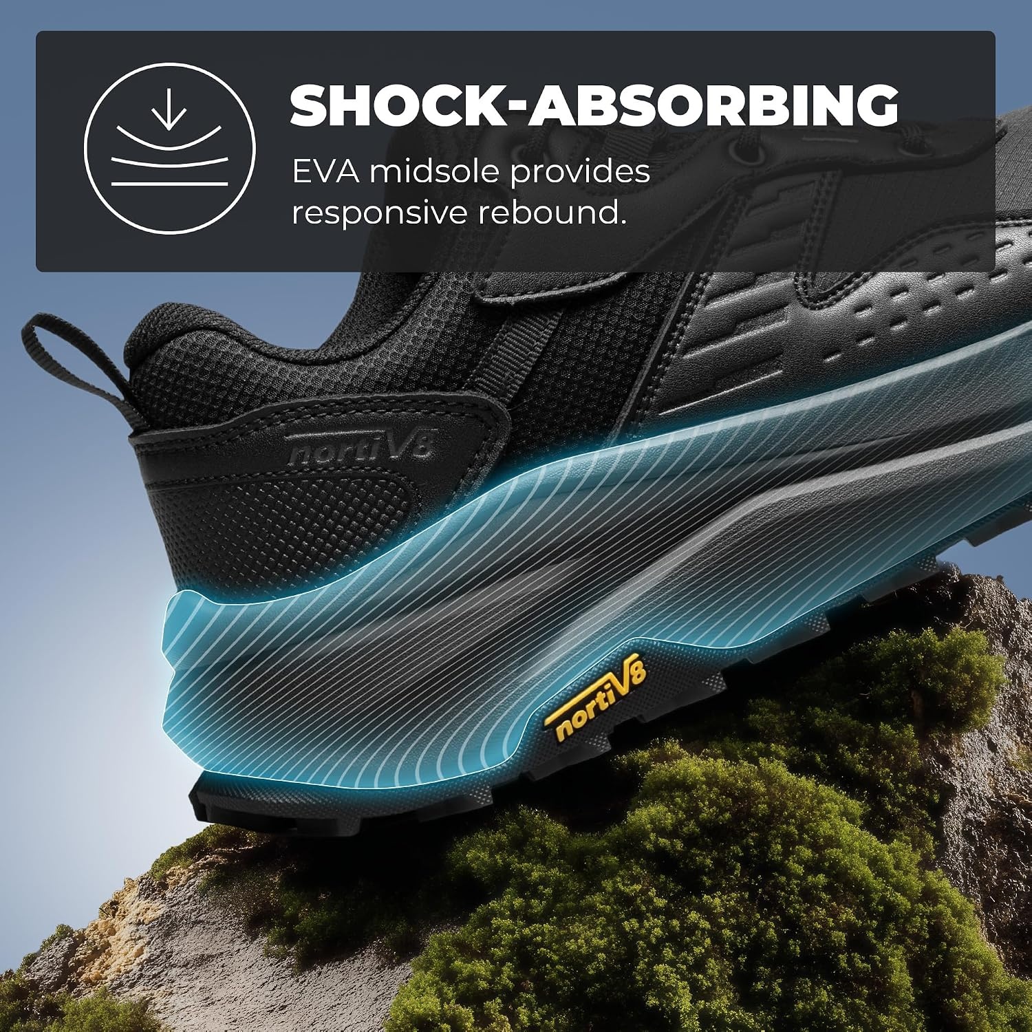 image:imageNORTIV 8 Mens Wide Toe Box Hiking Shoes Low Drop Waterproof Hiking Shoes for Walking Outdoor Trekking Camping Climbing Daily Fashion SneakersBlack