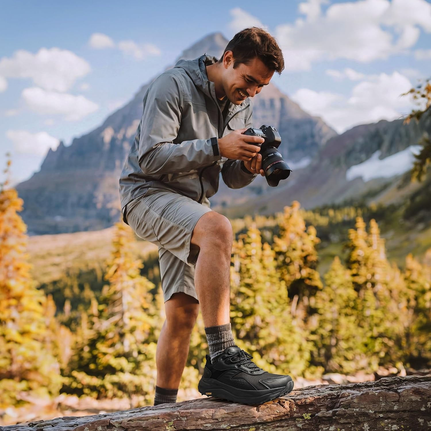 image:imageNORTIV 8 Mens Wide Toe Box Hiking Shoes Low Drop Waterproof Hiking Shoes for Walking Outdoor Trekking Camping Climbing Daily Fashion SneakersBlack