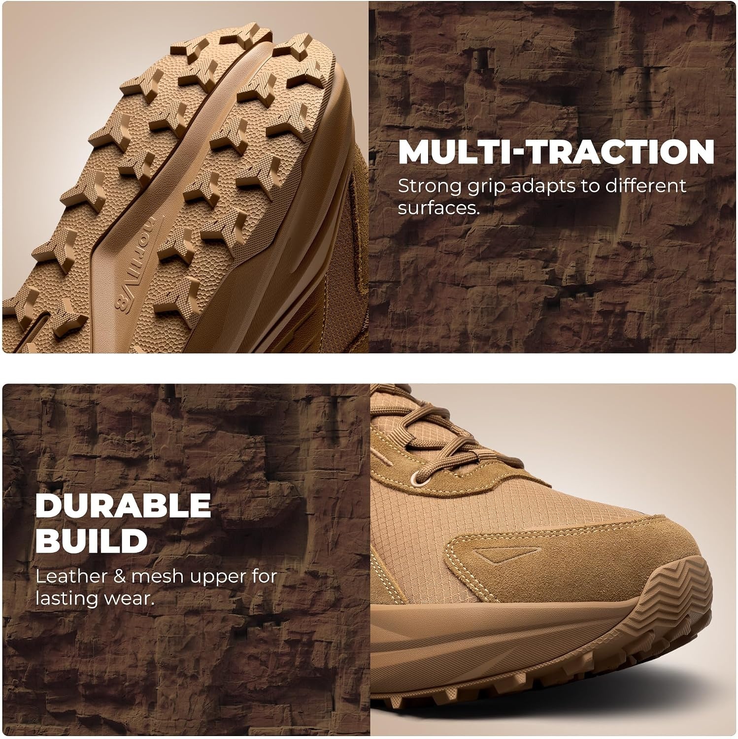 image:imageNORTIV 8 Mens Wide Toe Box Hiking Shoes Low Drop Waterproof Hiking Shoes for Walking Outdoor Trekking Camping Climbing Daily Fashion SneakersCoyote