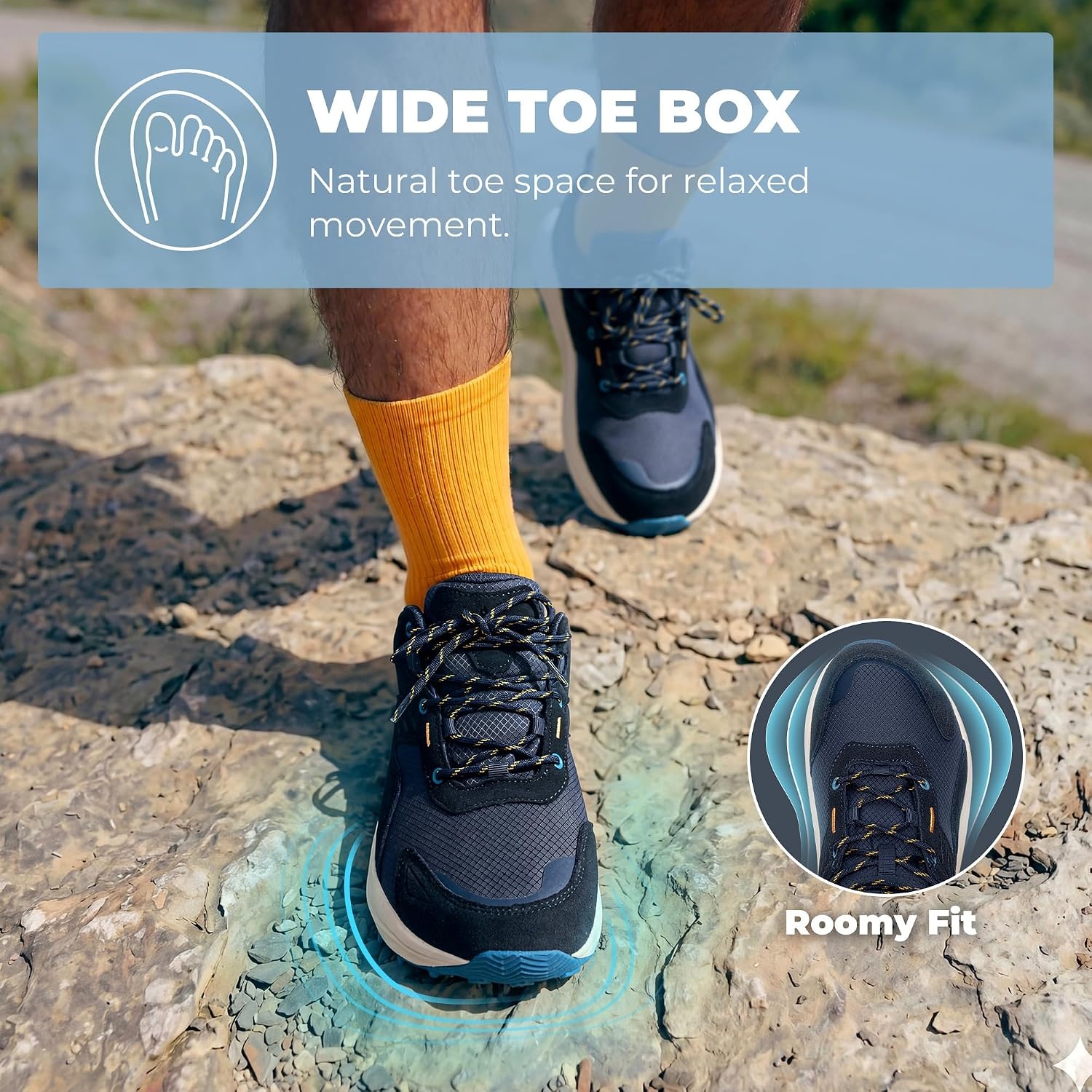 image:imageNORTIV 8 Mens Wide Toe Box Hiking Shoes Low Drop Waterproof Hiking Shoes for Walking Outdoor Trekking Camping Climbing Daily Fashion SneakersNavy