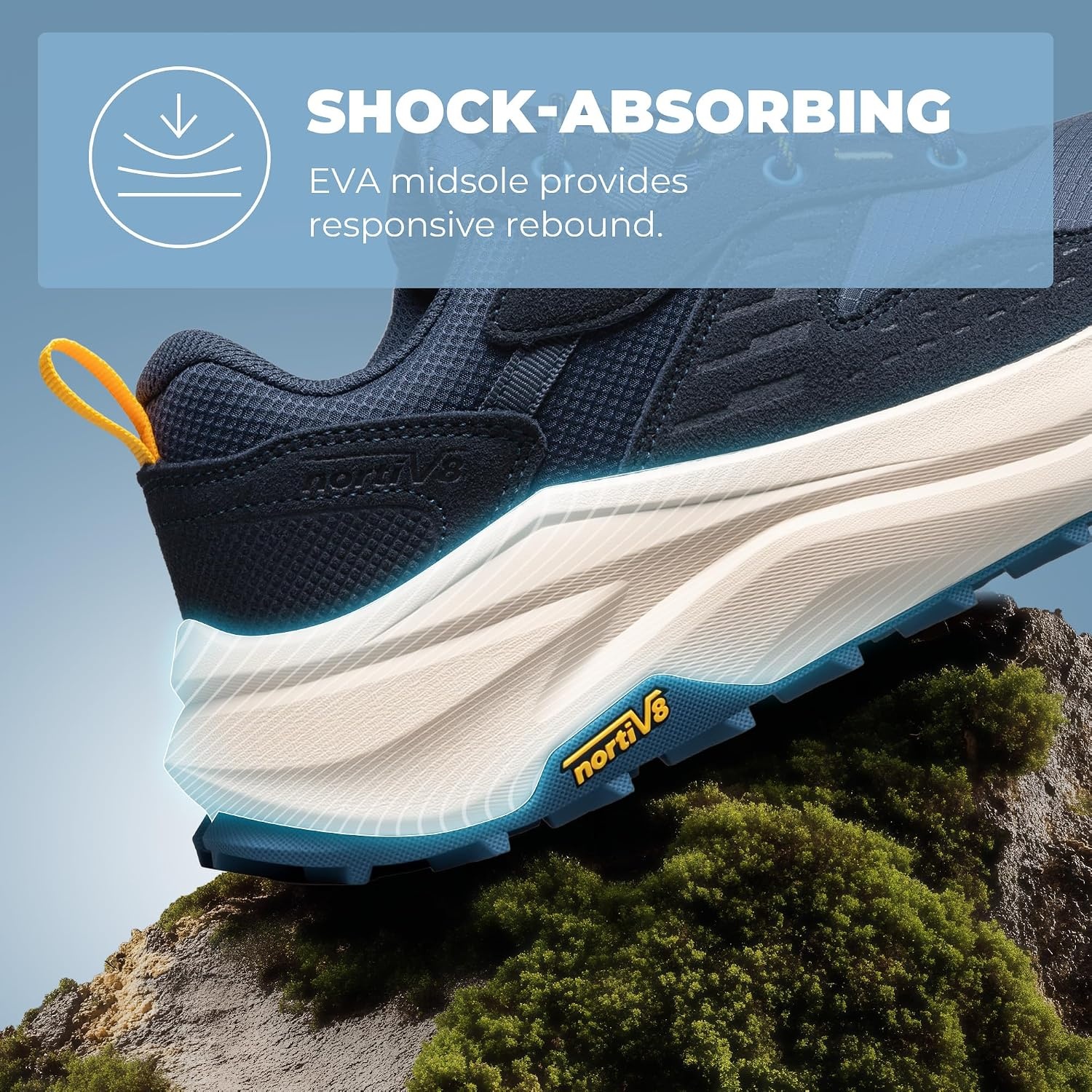 image:imageNORTIV 8 Mens Wide Toe Box Hiking Shoes Low Drop Waterproof Hiking Shoes for Walking Outdoor Trekking Camping Climbing Daily Fashion SneakersNavy