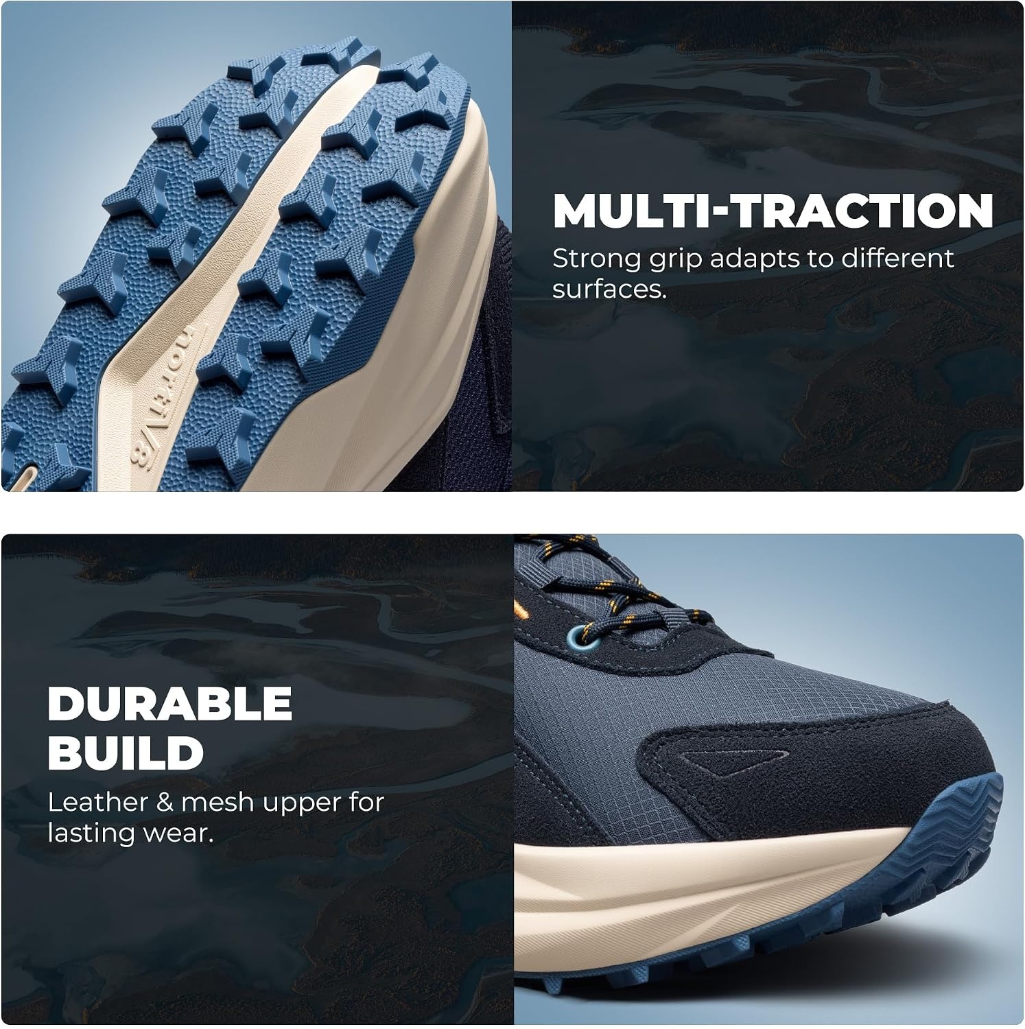 image:imageNORTIV 8 Mens Wide Toe Box Hiking Shoes Low Drop Waterproof Hiking Shoes for Walking Outdoor Trekking Camping Climbing Daily Fashion SneakersNavy