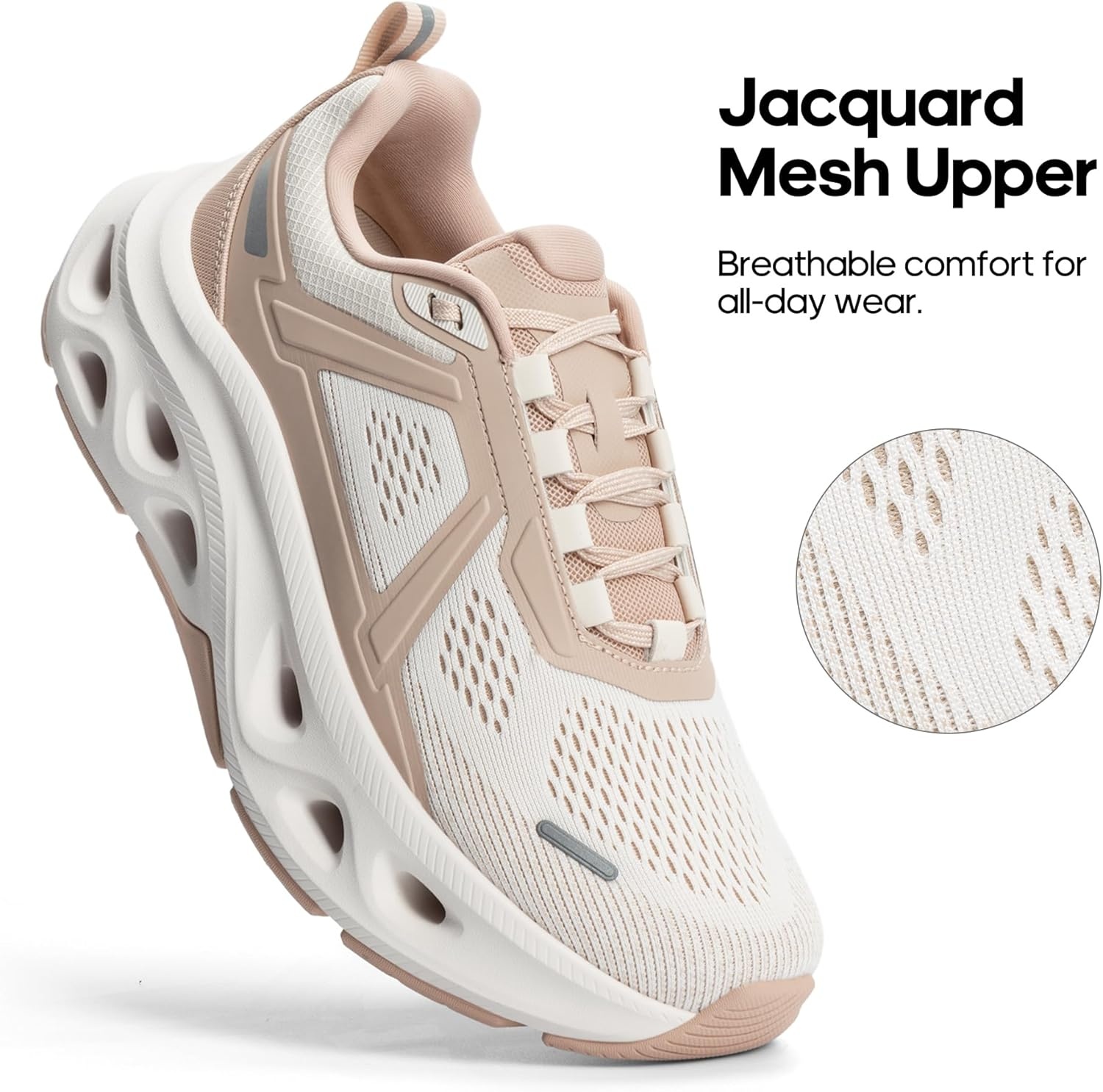 image:imageNORTIV 8 Womens Cushioning Walking Running Shoes WorkoutJoggingBreathableNon SlipMesharch supportGymAthleticWearResistantcity walksexerciseFashionMovePropelNude Pink