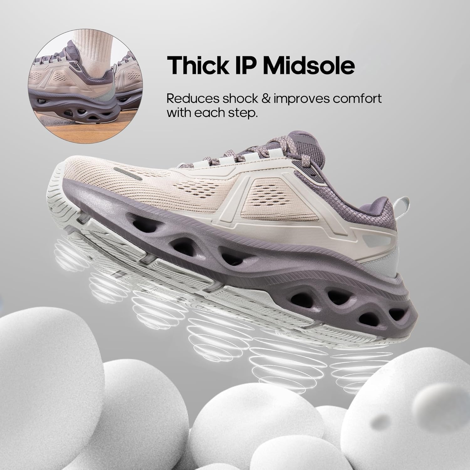 image:imageNORTIV 8 Womens Cushioning Walking Running Shoes WorkoutJoggingBreathableNon SlipMesharch supportGymAthleticWearResistantcity walksexerciseFashionMovePropelGrey PinkPurple